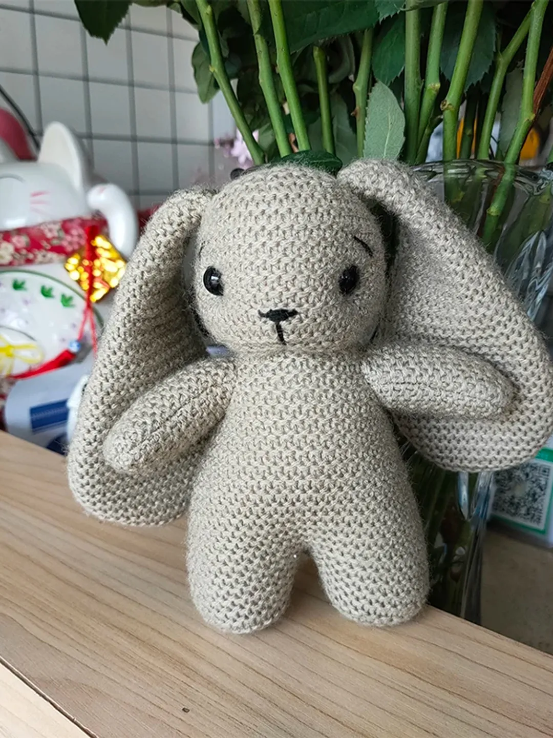 Handmade Knitted Baby Bunny Plush Toy – Adorable Crochet Rabbit Doll (15 cm)