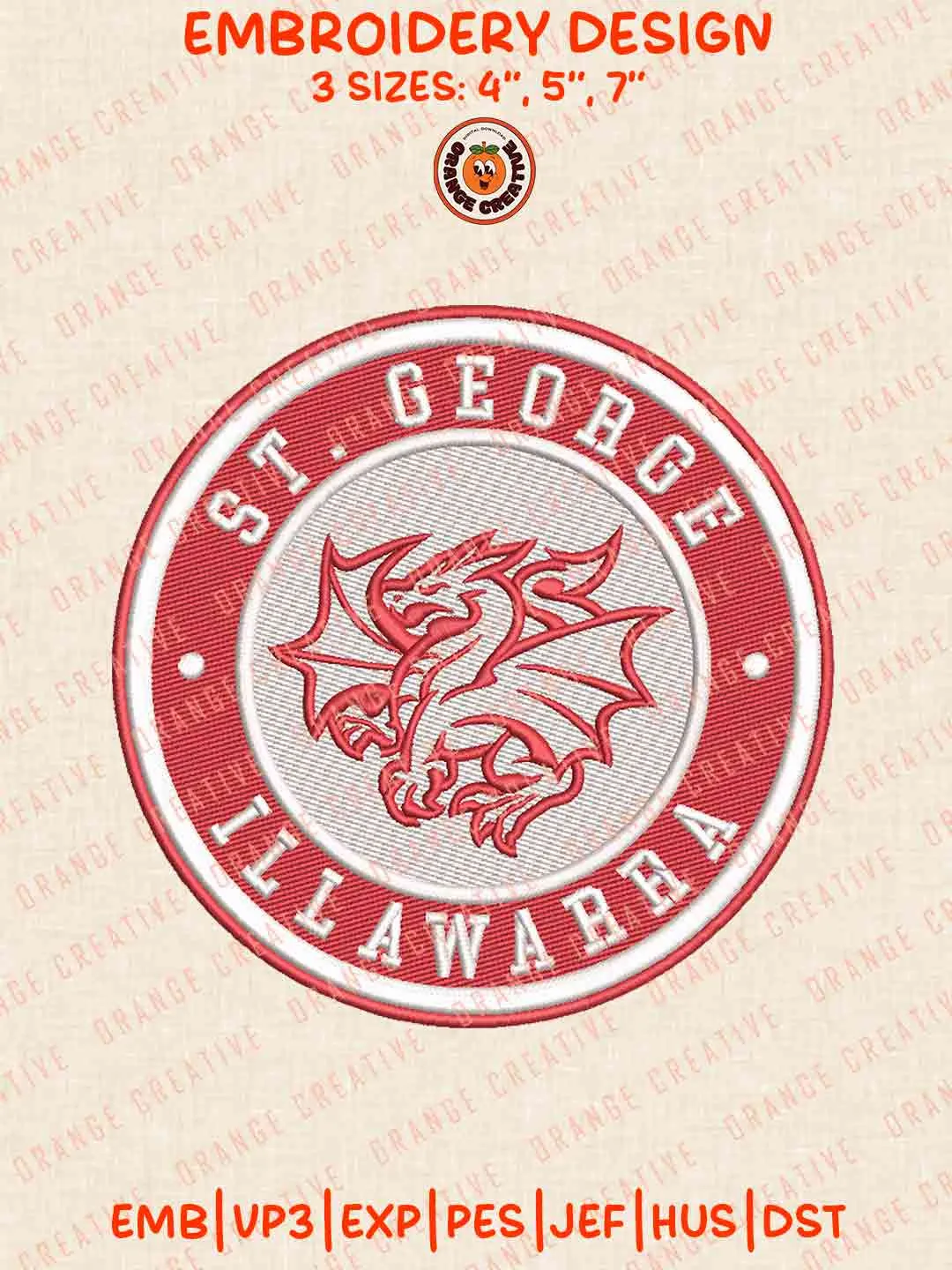 St. George Designs St George Illawarra Dragons Logo Embroidery Design,NRL Machine ...