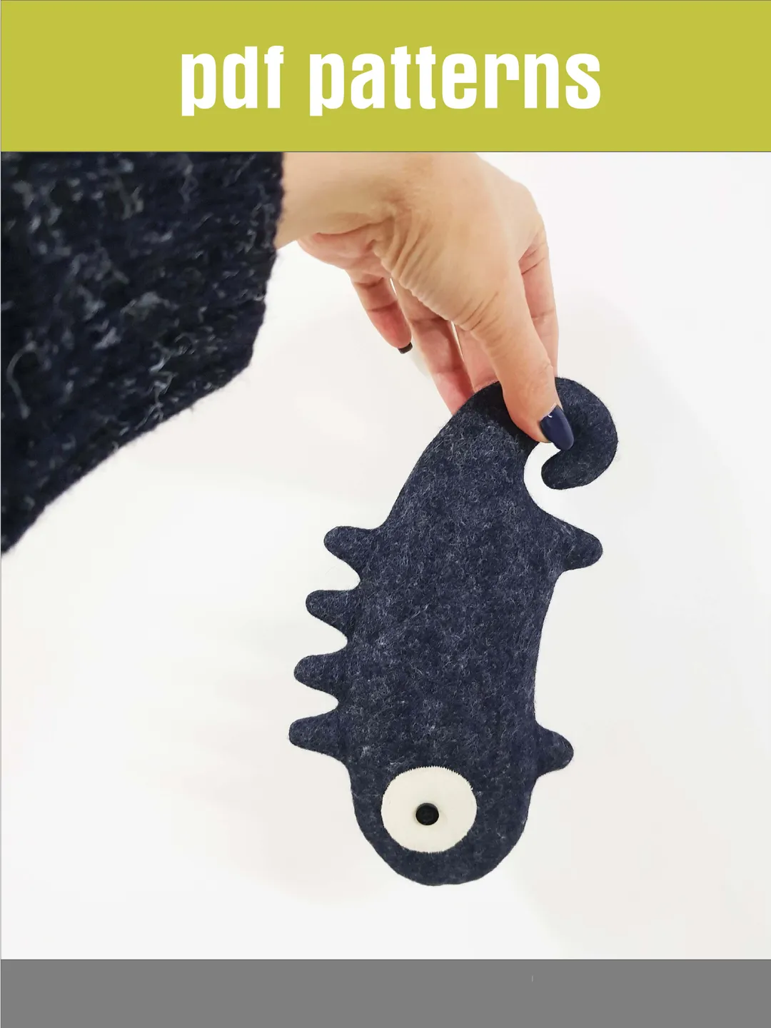 Felt doll sewing pattern PDF stuffed Chameleon, digital tutorial in English, Halloween Doll Pattern, Felt Craft