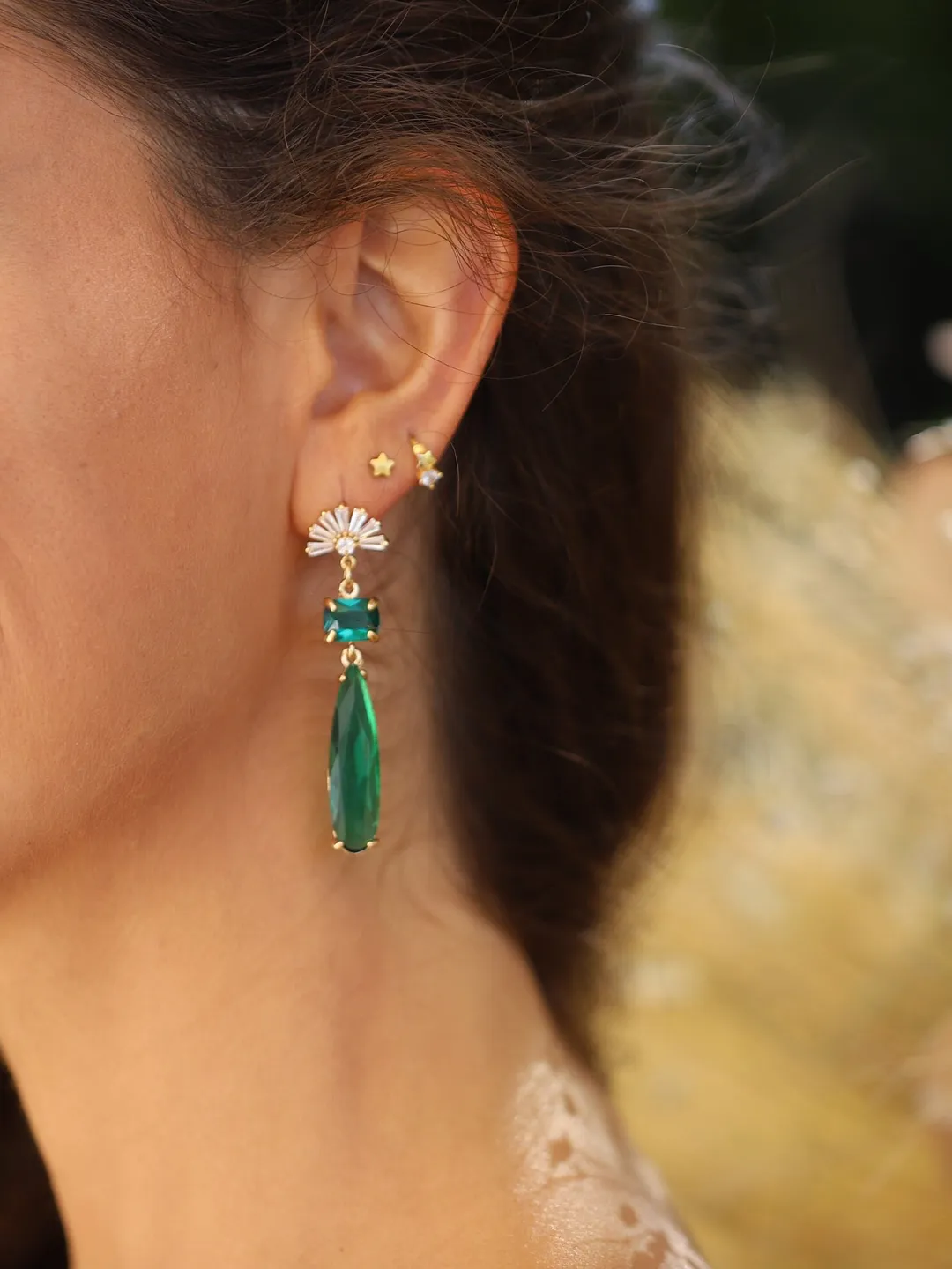 Art Deco Wedding Earrings, Emerald Green Boho Bridal Earrings, Swarovski Crystal Statement Wedding Earrings, Gatsby Earrings, Bridal Jewelry