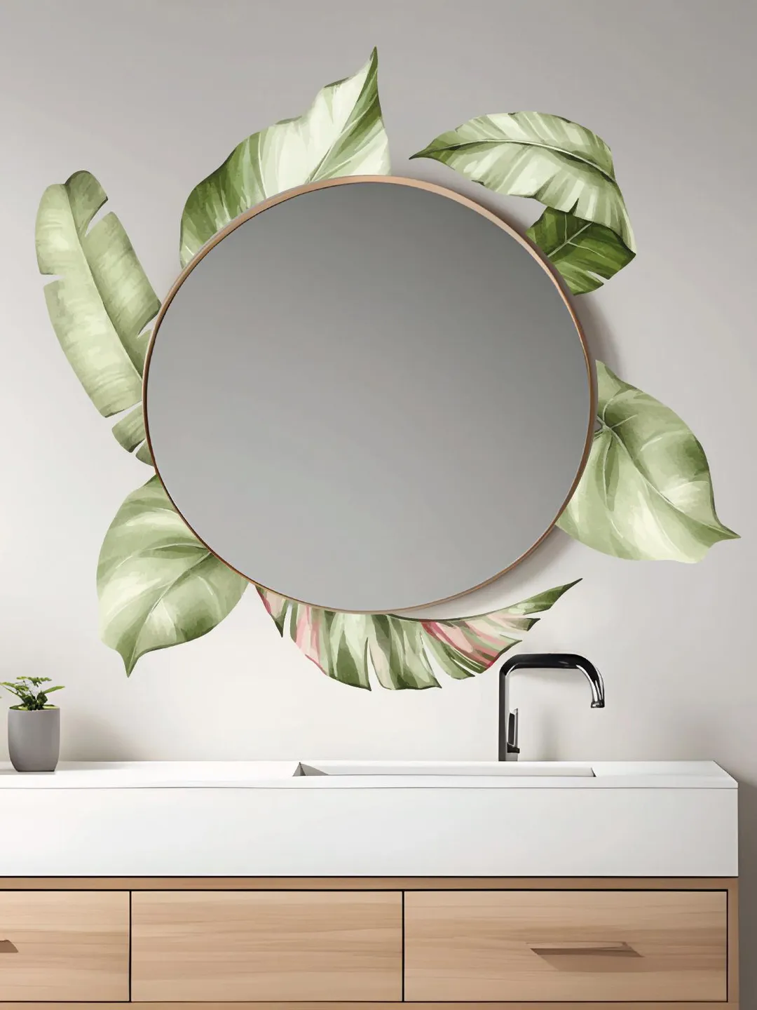Mirror Tropical Wall Decals  Palm leaf Greenery Leaves Stickers el102