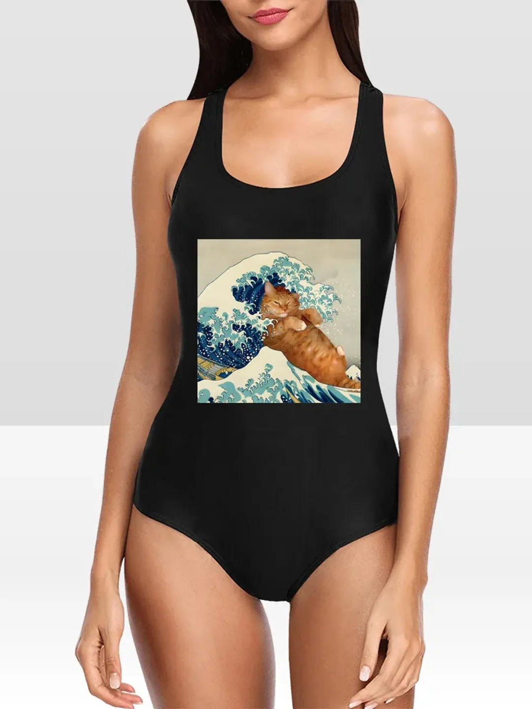 with the cat One Piece Swimsuit