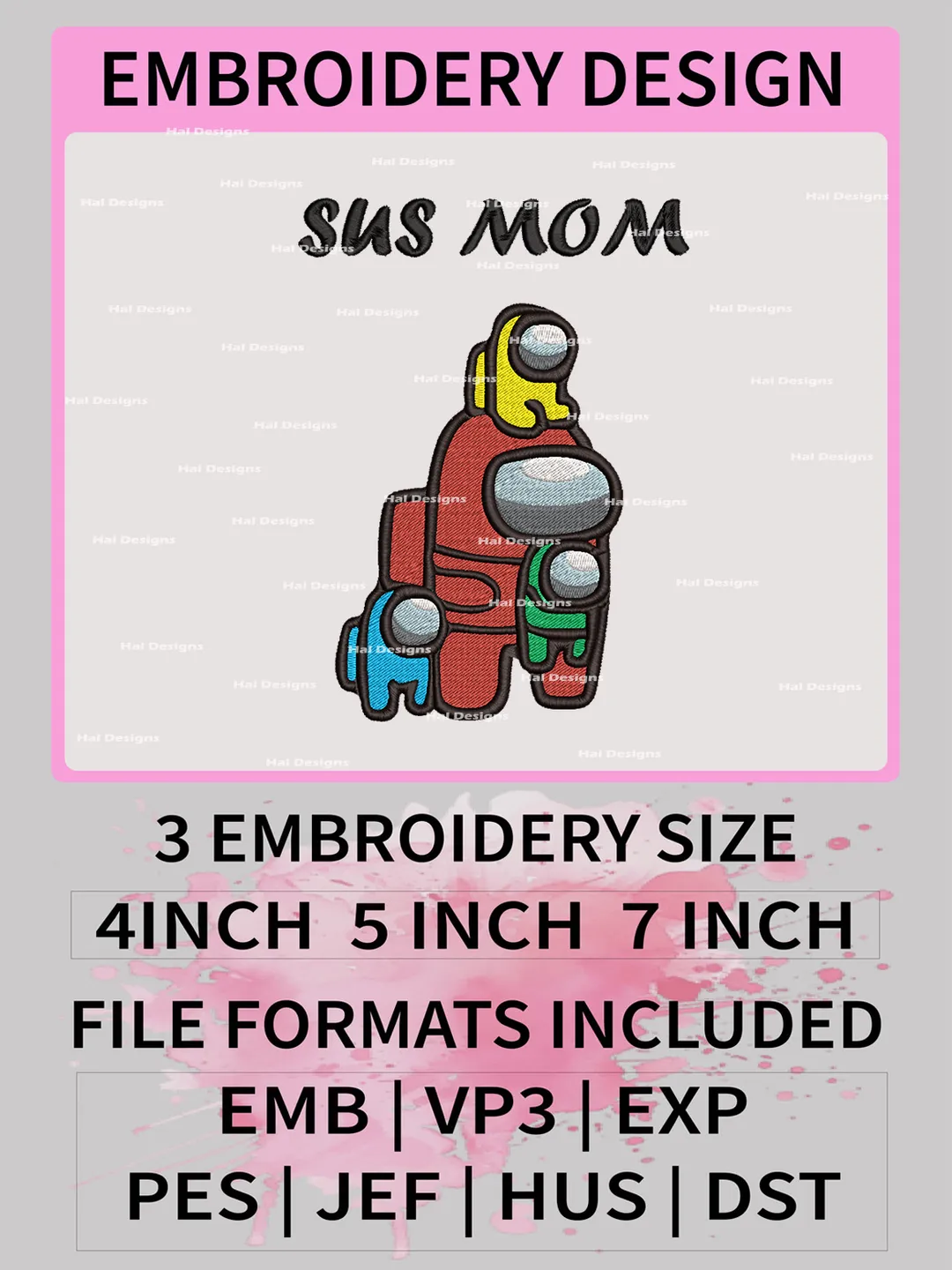 Among Us Embroidery Designs, Sus Mom Machine Embroidery Design, Mother's Day Embroidery Design, Embroidery Machin