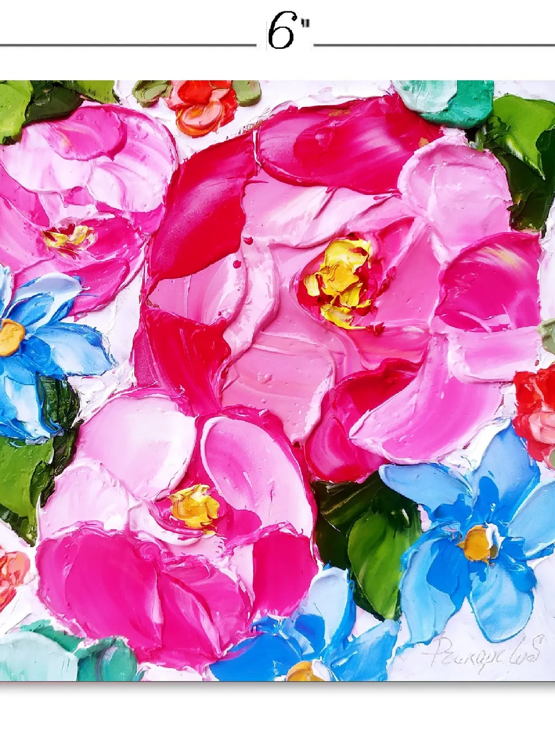 Peony Painting Floral Original Art Impasto Oil Painting Flower Small Art by ArtProkopaloSv