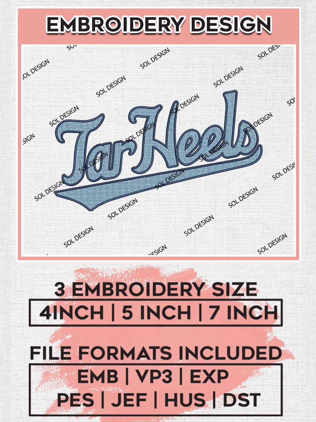 NCAA Tar Heels Team Wordmark Logo Machine Embroidery Design, NCAA North Carolina Tar Heels Team Design Design files, NCAA Team Embroidery Designs, NCAA Machine Embroidery Designs, Digital Download