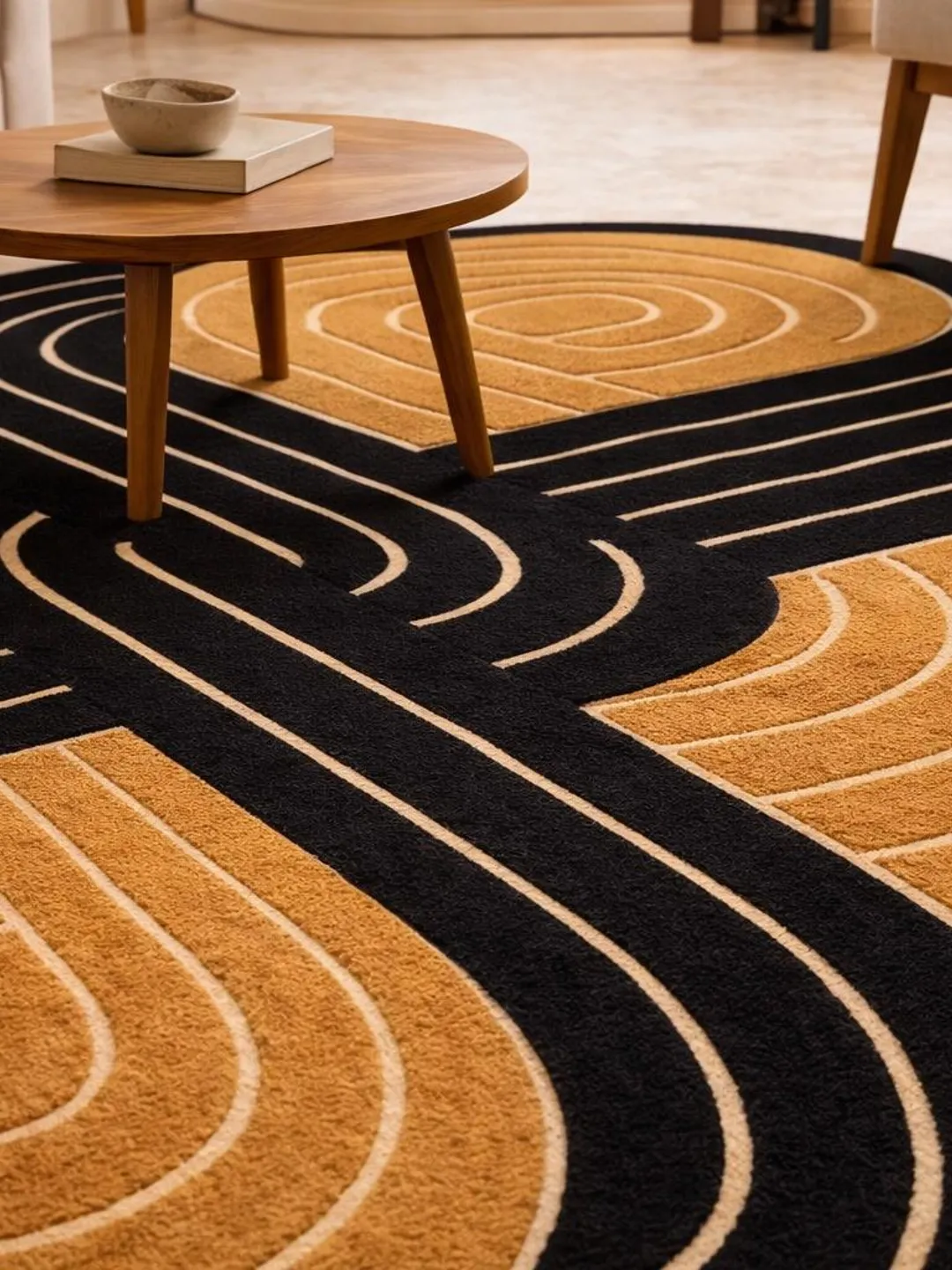 C Shape Rug Abstract Organic Shape Rug, Colorful Hand Tufted Area Carpet, Boho ...