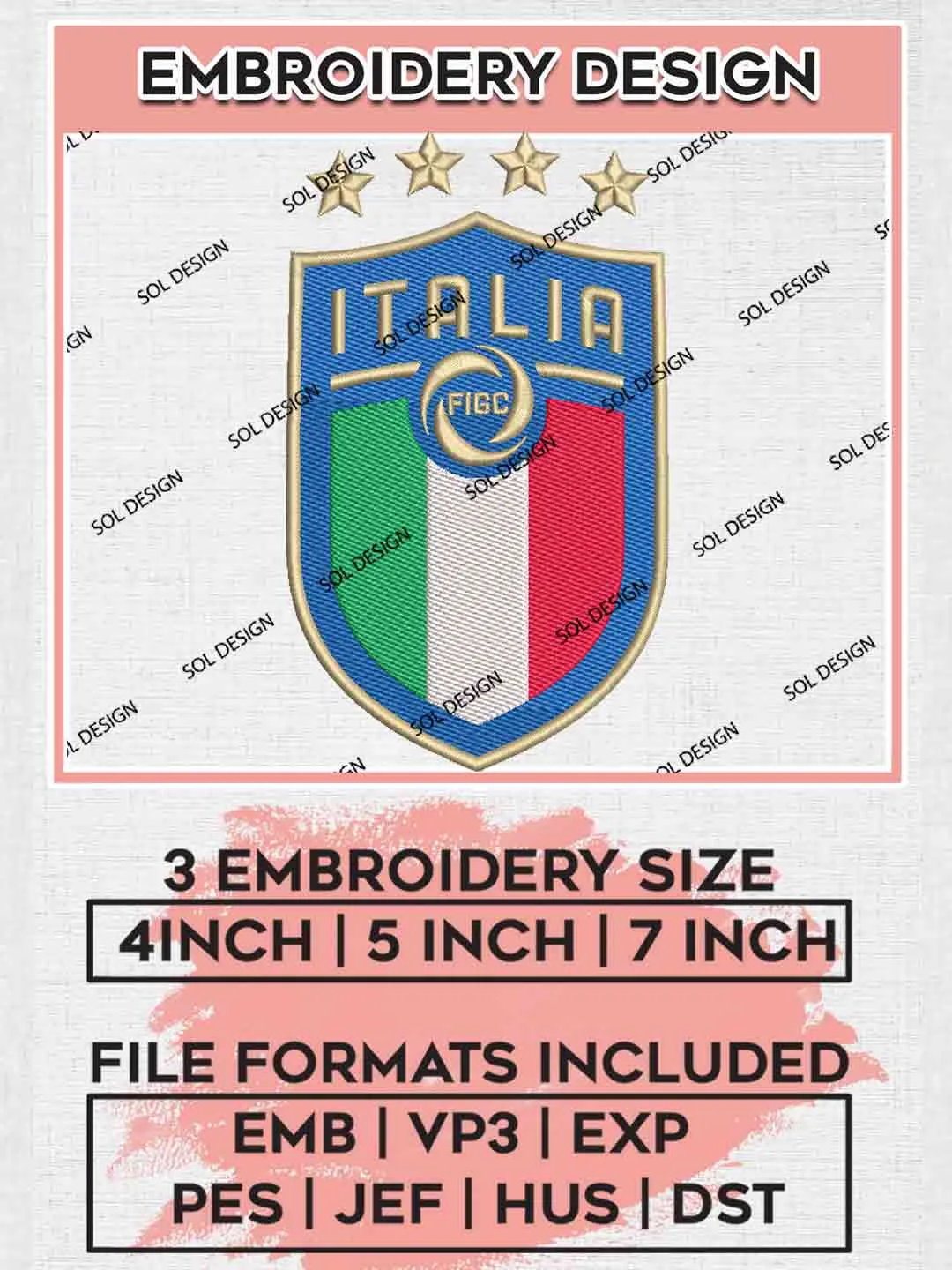 Samurai Blue Football Team Logo Embroidery Designs, Samurai Blue