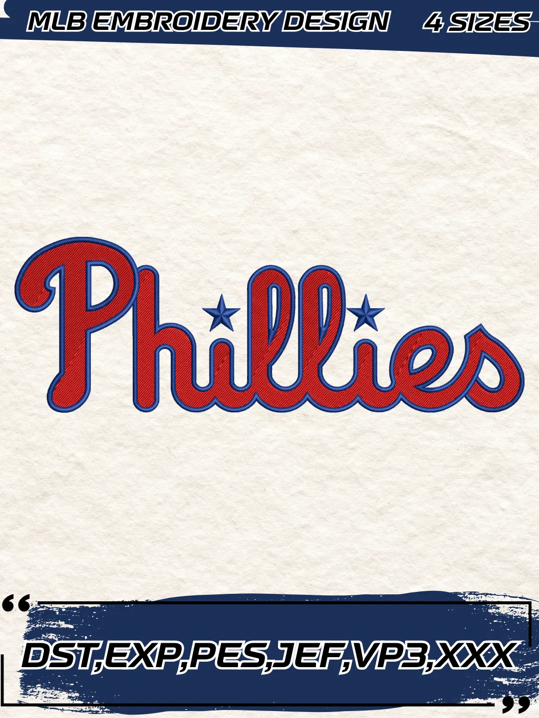 Philadelphia Baseball Embroidery Design - Jersey Logo - Machine Embroidery File