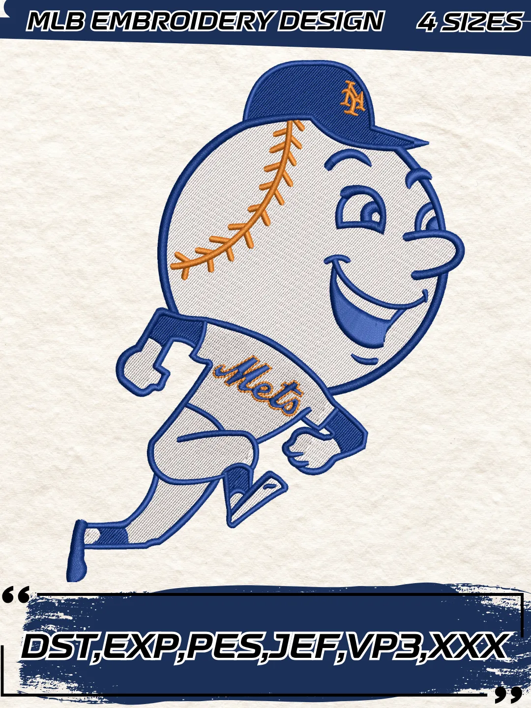 Mets Baseball Embroidery Design - Batting Practice Logo - Machine Embroidery File