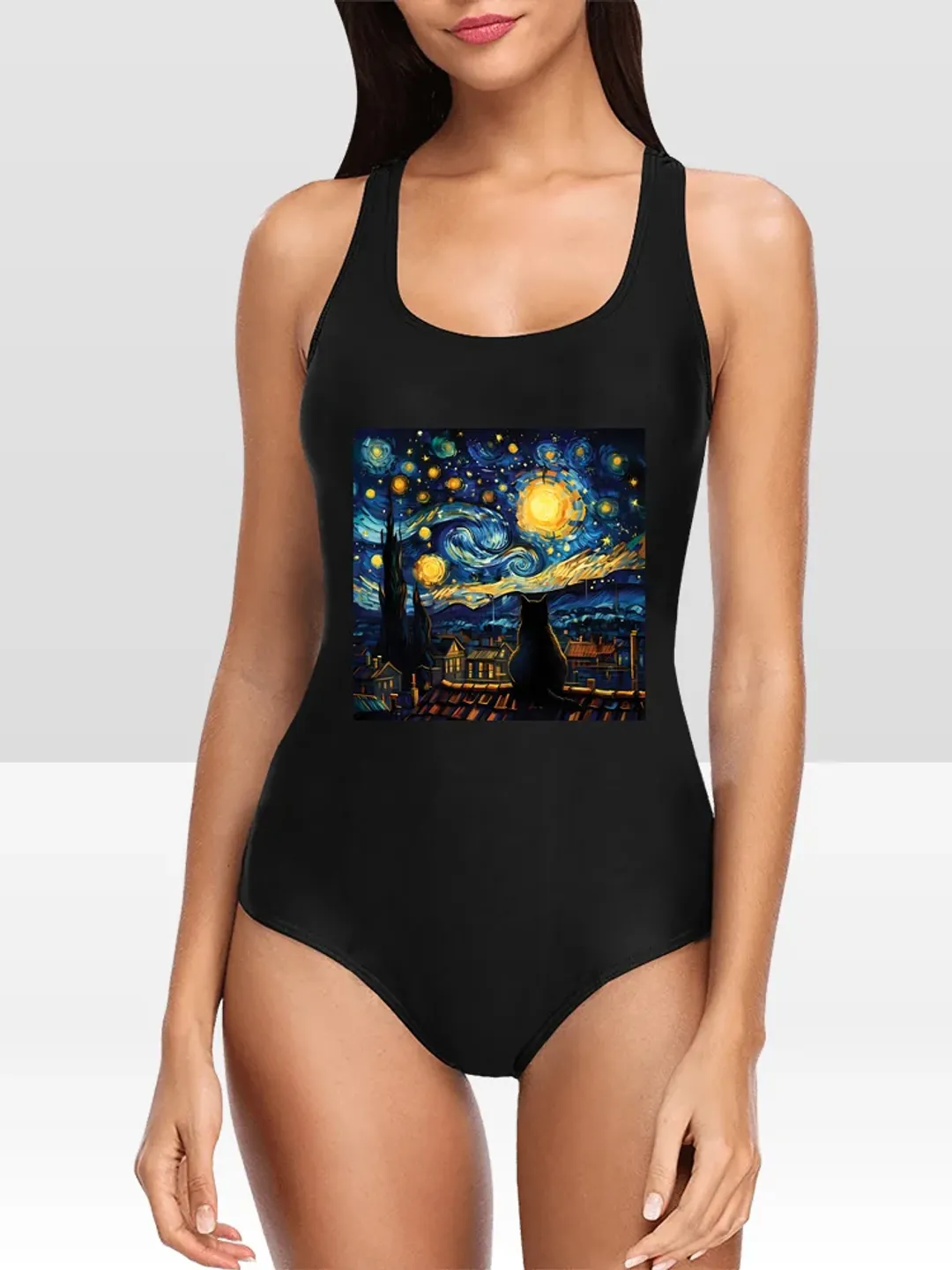 Van Gogh Cat One Piece Swimsuit