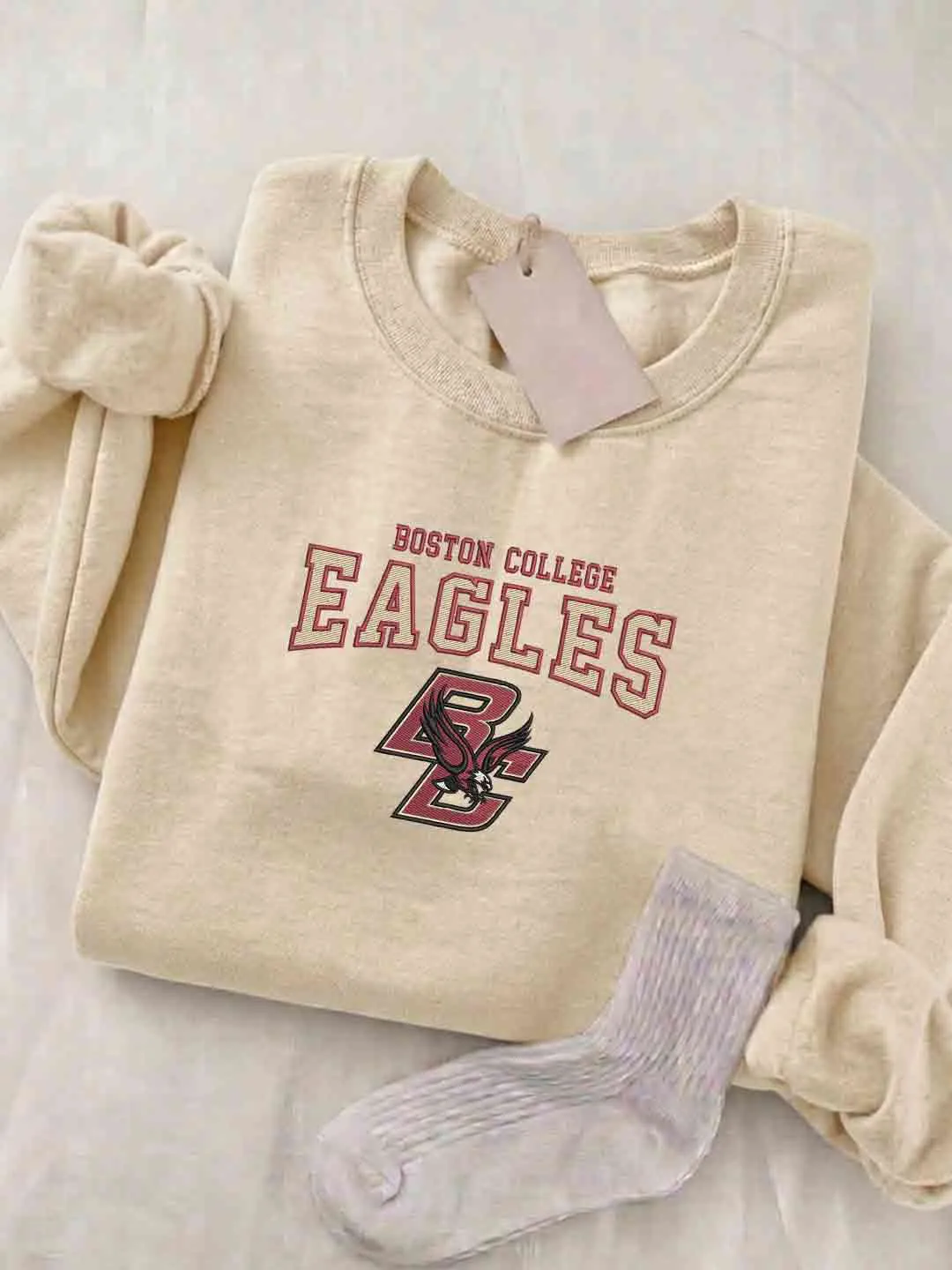 Boston College Eagle Embroidered Sweatshirt, Sport Embroidered Crewneck, Boston College Football Embroidered Shirt, Sweatshirt, Crewneck Gift