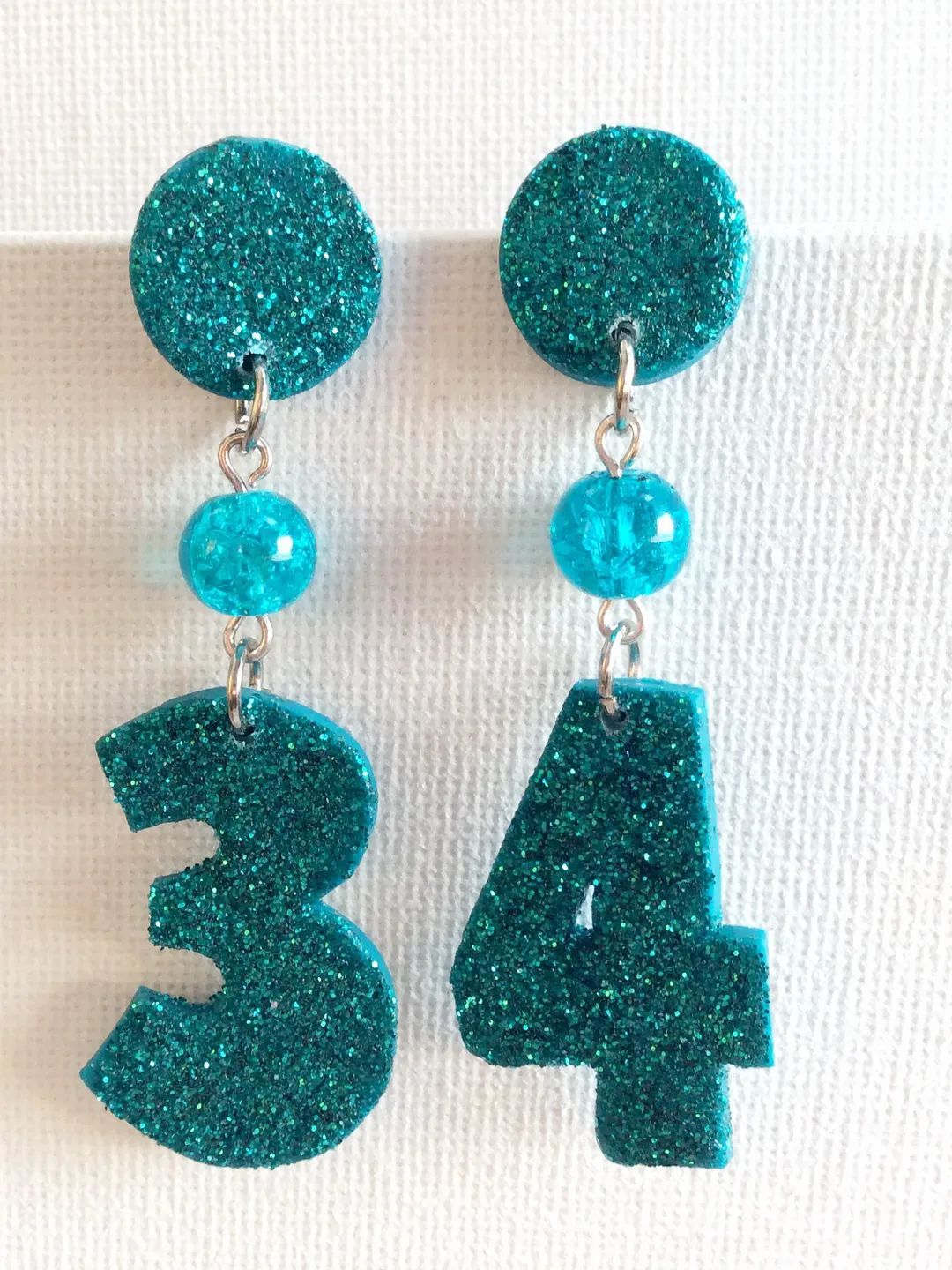 CUSTOM Sparkly Number Earrings Birthday -Happy Birthday earrings -Emerald green earrings -Bright letter number Earrings