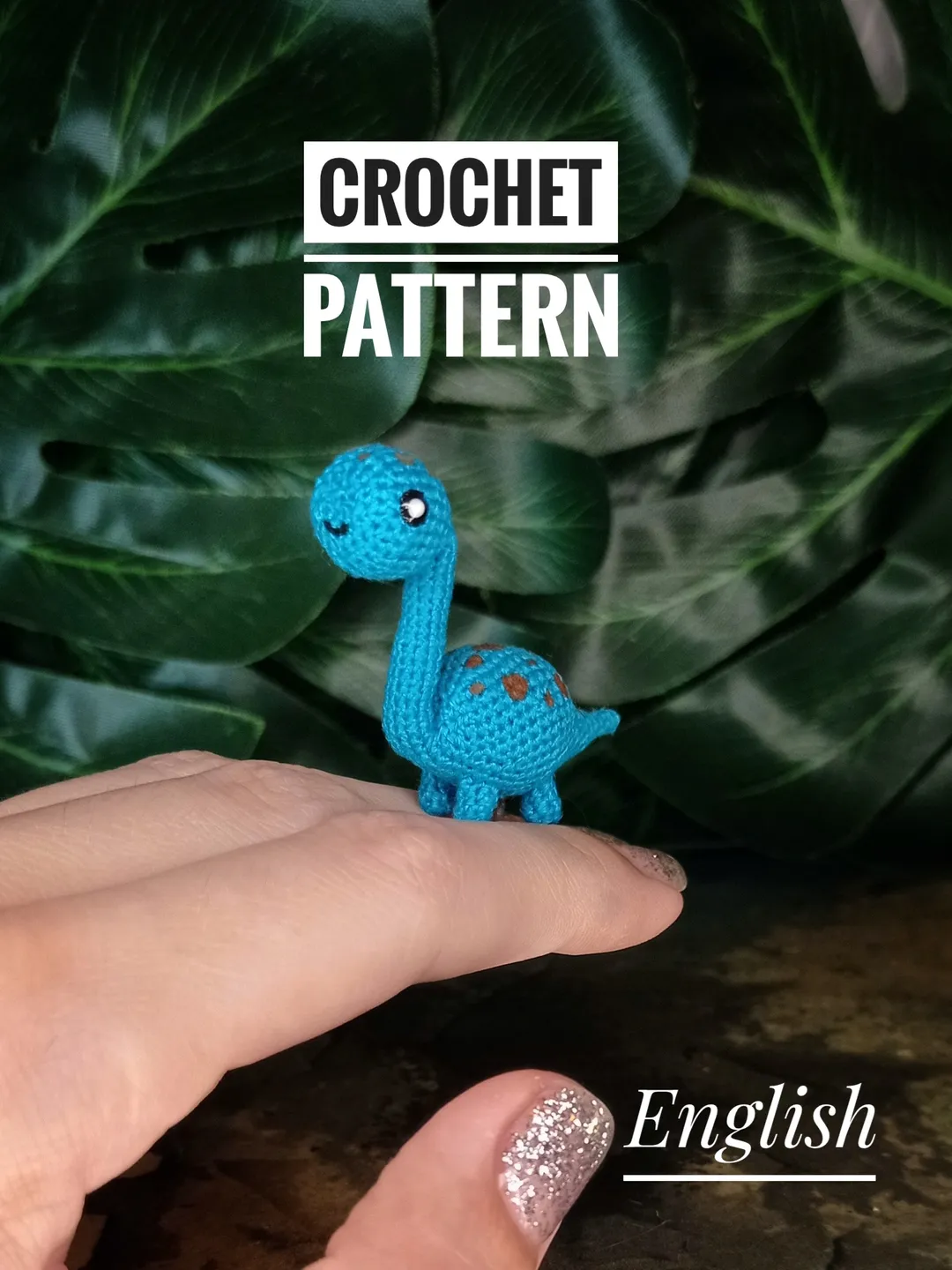 PDF crochet pattern miniature dinosaur. Crochet miniature pattern. Amigurumi dinosaur toy pattern. DIY cute toy.