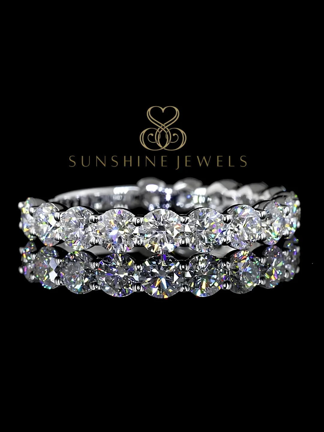 Oval Lab Diamond Eternity Band, 14k White Gold Wedding Ring