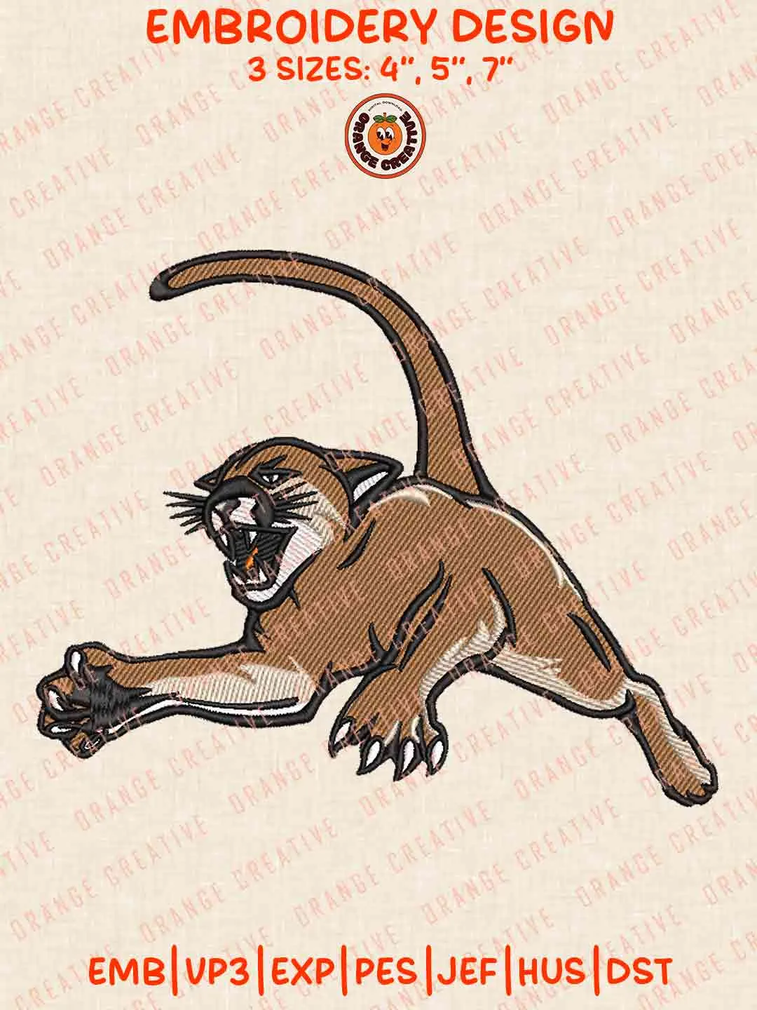 Vermont Catamounts Mascot Embroidery Design Files, NCAA Catamounts Team Logos Embroidery Designs, NCAA Machine Embroidery Files, 3 Sizes, Custom Sizes, Instant Download