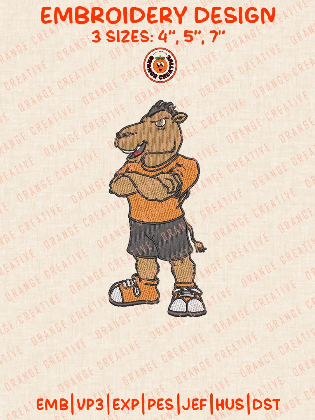 Campbell Fighting Camels Mascot Embroidery Design, NCAA Logo Embroidery Design, Machine Embroidery Design File, 4 Sizes, Digital Download