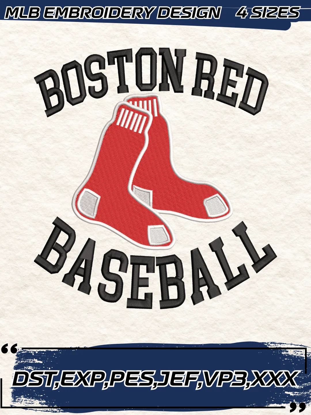 Boston Red Baseball Embroidery Design,MLB Embroidery Design,Machine Embroidery Design File,4 Sizes, Digital Download