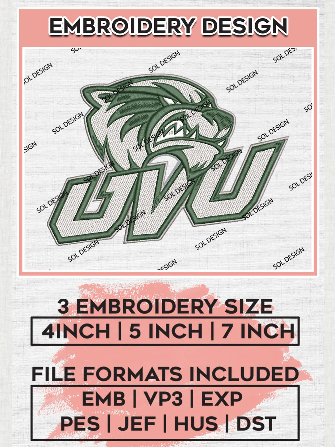 NCAA UVU Wolverines Team Logo embroidery designs, NCAA Utah Valley Wolverines Logo Machine embroidery designs, NCAA Logo embroidery designs, NCAA Lopes Machine embroidery designs, Digital Download