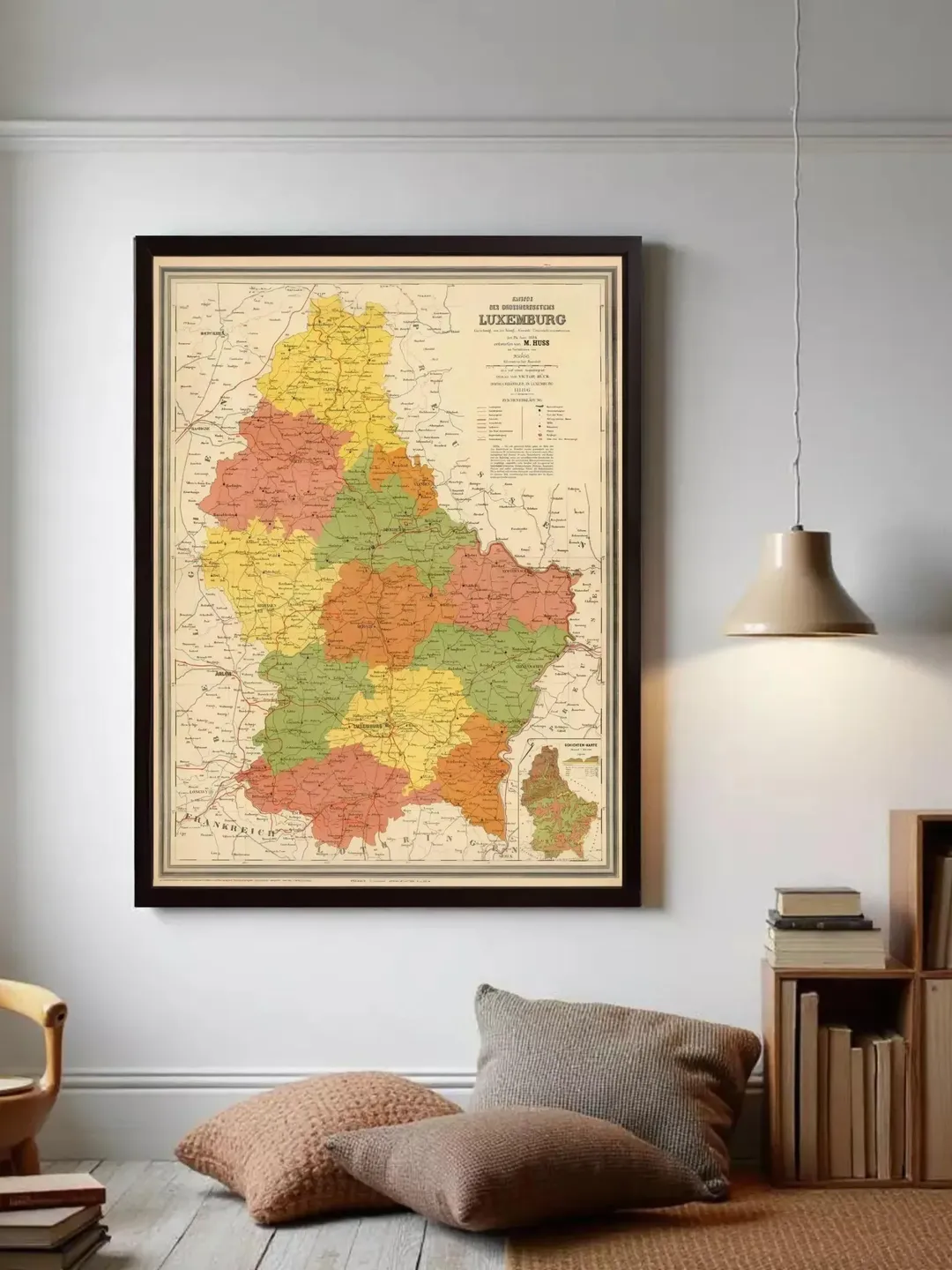Luxembourg Old Map Print | 1886 Vintage Wall Art
