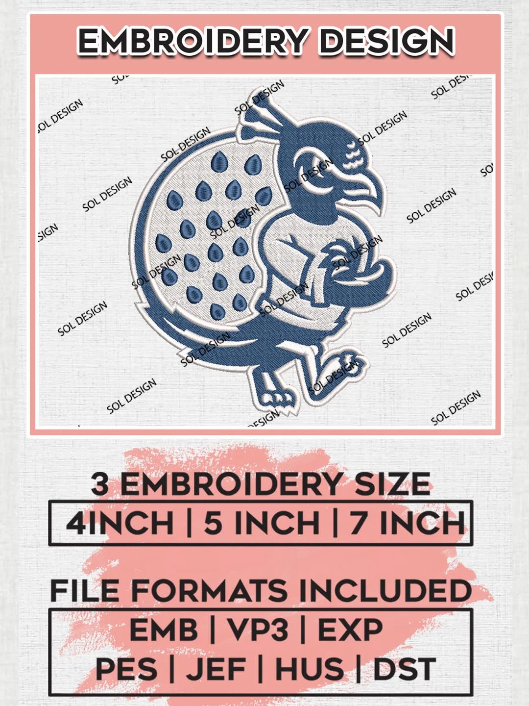 NCAA Saint Peters Peacocks Football Team Mascot Logo Embroidery Design Files, NCAA Saint Peters Peacocks Machine Embroidery, NCAA Teams, Game Day, 3 sizes, NCAA Machine embroidery designs, Digital Download