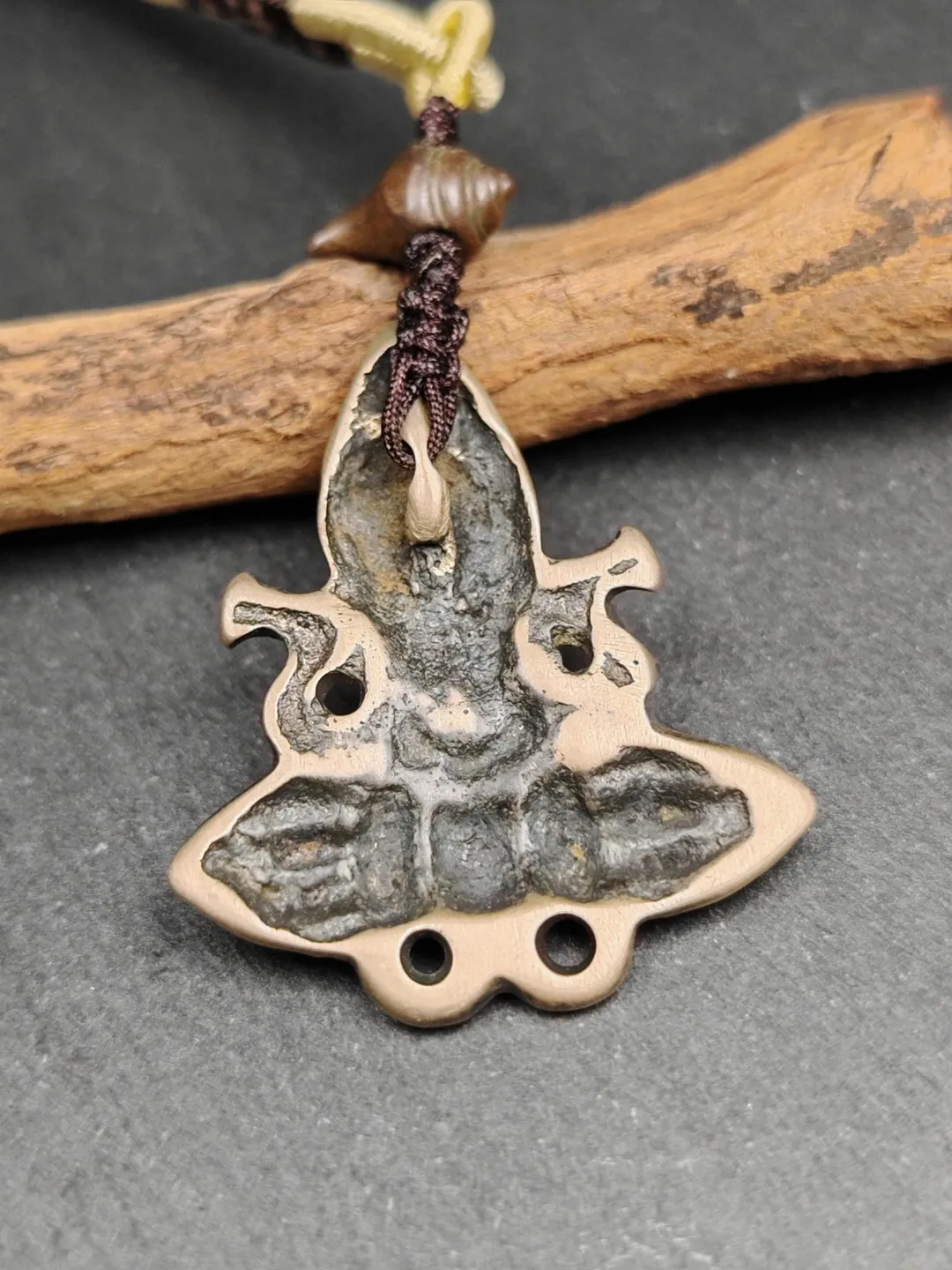 Shell Amulet Tibetan Conch Shell Amulet: Lima Brass Buddhist Necklace, Protective Charm