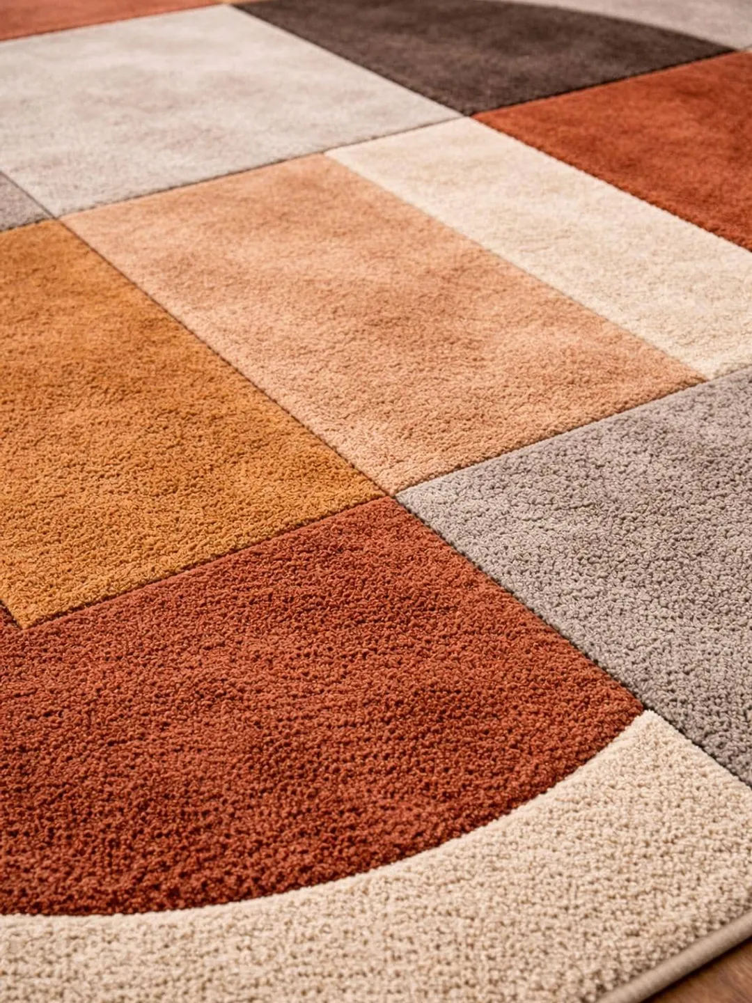 Geometric Patchwork Area Rug, Mid Century Modern Wool Blend Carpet ...