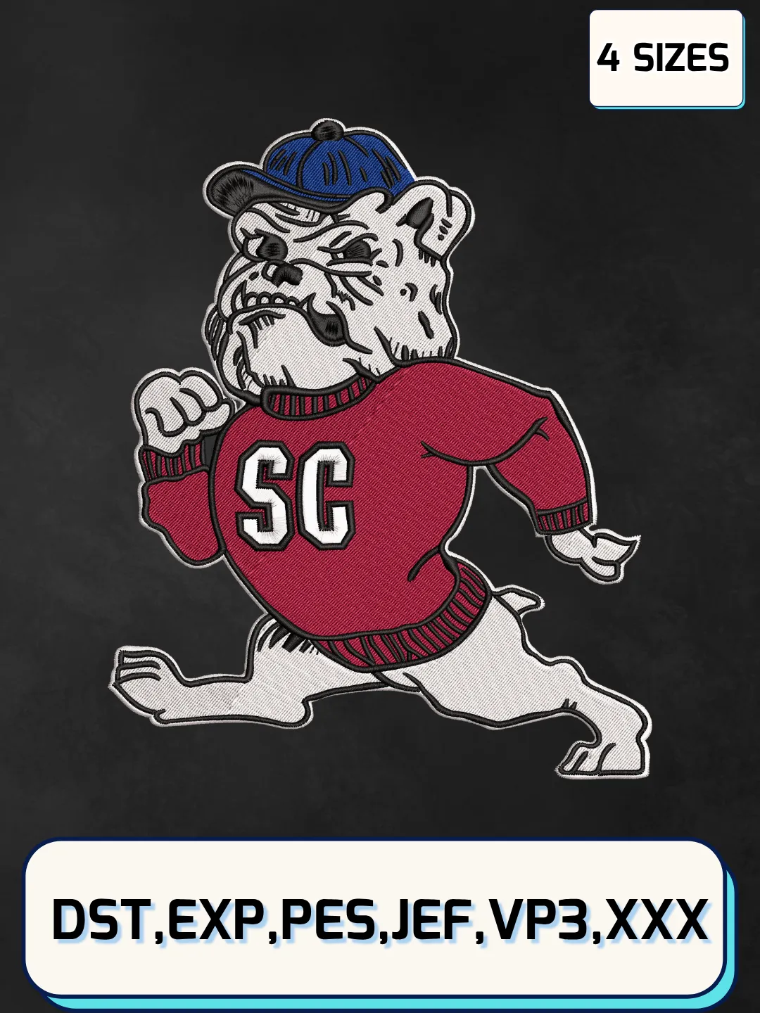 South Carolina State Bulldogs Secondary Logos Embroidery Design Files, NCAA Logos Embroidery Designs, Machine Embroidery Files, 4 Sizes