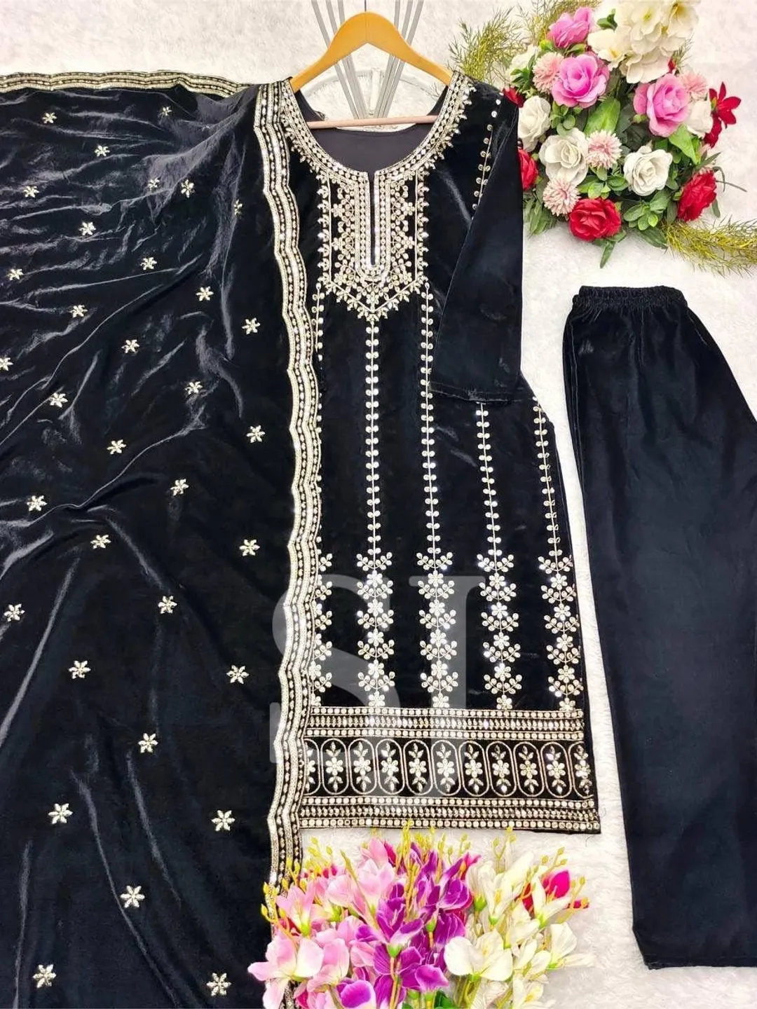 winter ready to wear pakistani dresses Winter Ready to Wear 3pc Embroidered Dress in Linen with wool shawl 09   The Zaibai