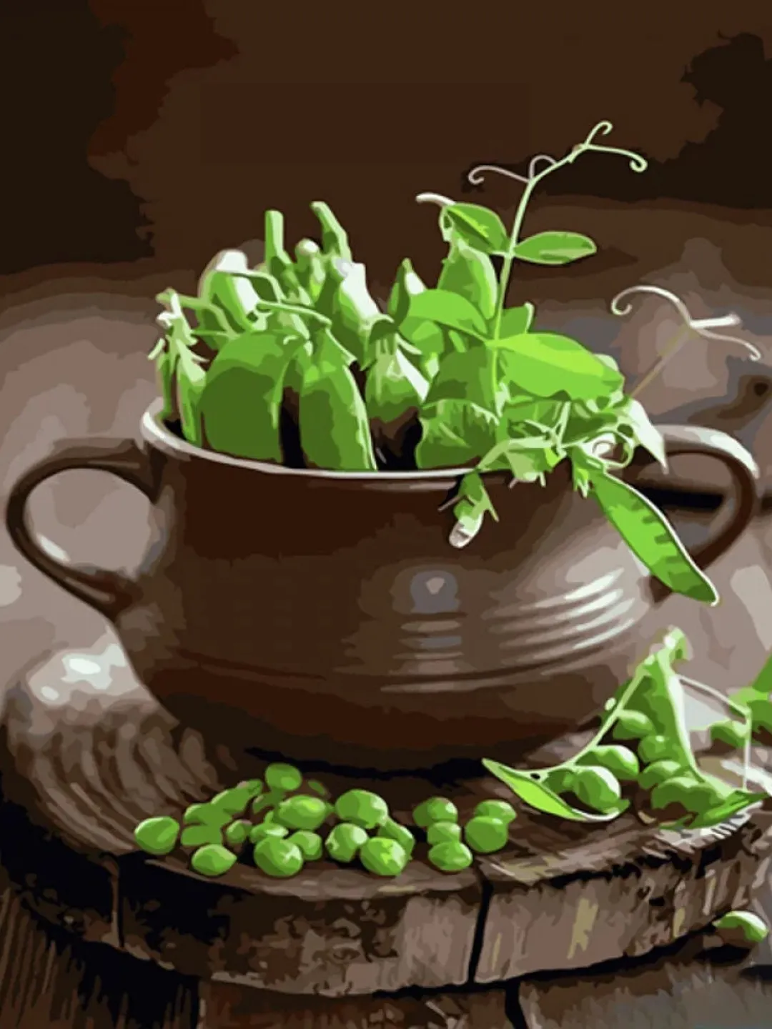 ceramic plant pot,green peas,wall composition of kitchen interior, veranda, patio,painting by numbers,sweet pea,garden clipart,clay pot,gift