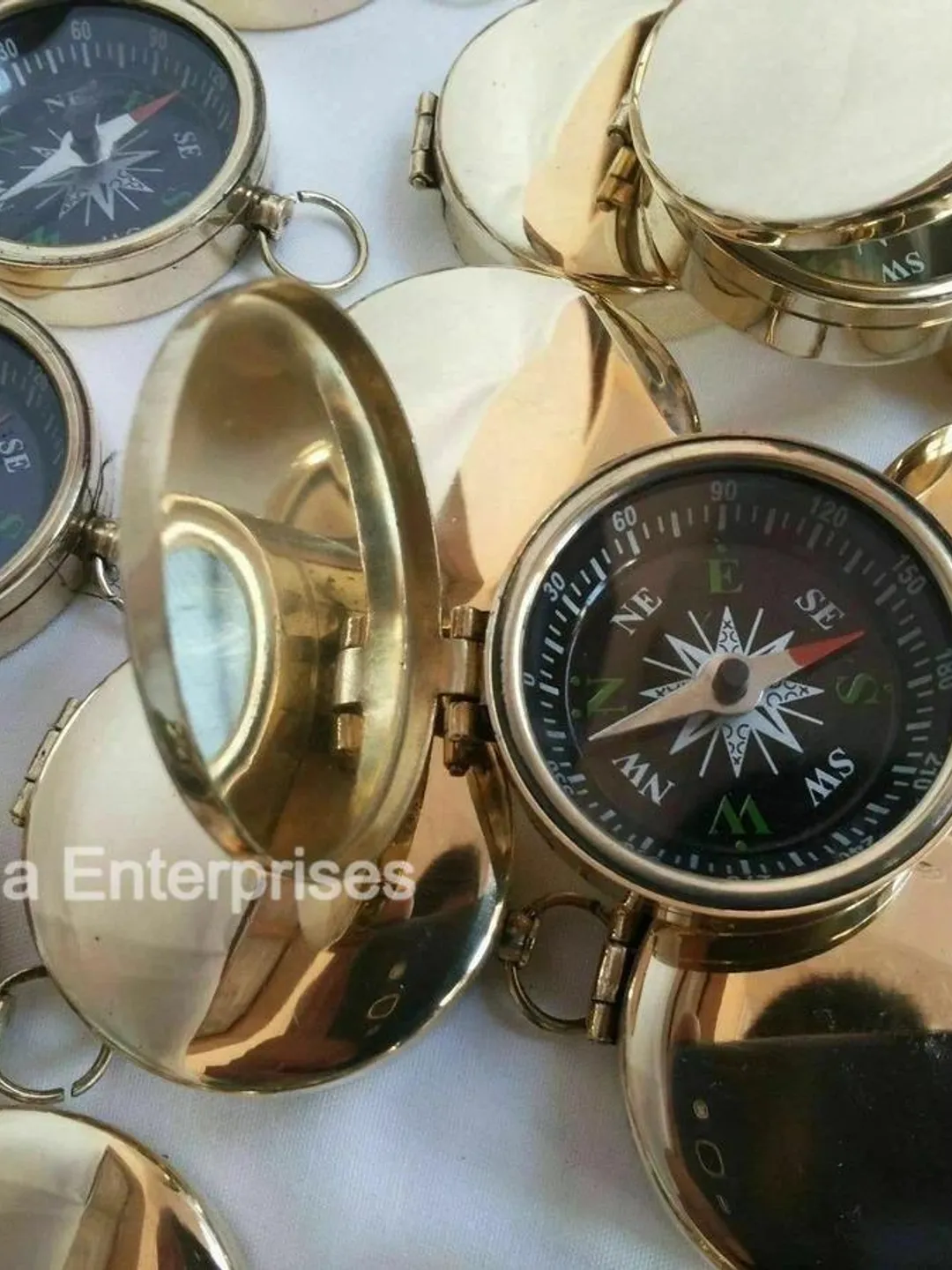 Bulk 20 Mini Brass Compass – Engravable Wedding Favors, Nautical Decor