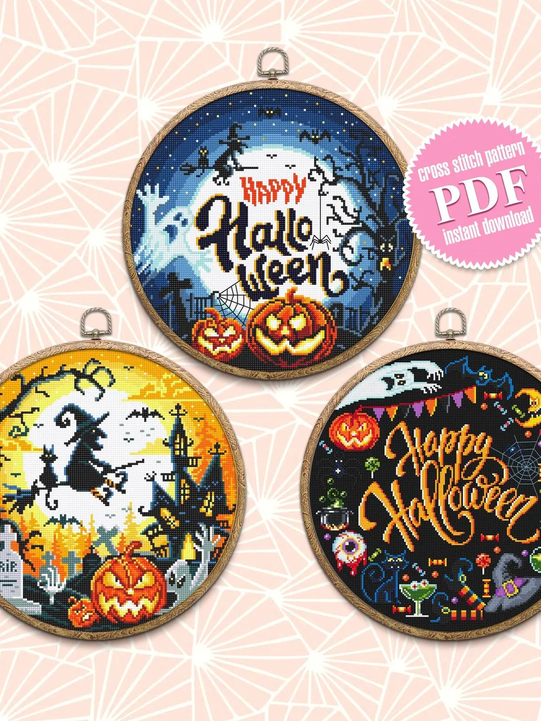Halloween cross stitch pattern download PDF Pumpkin xstitch chart ...