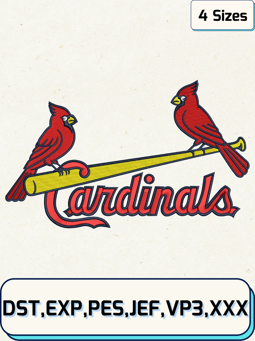 Cardinals Baseball Embroidery Design – Machine Embroidery File- 4 Sizes