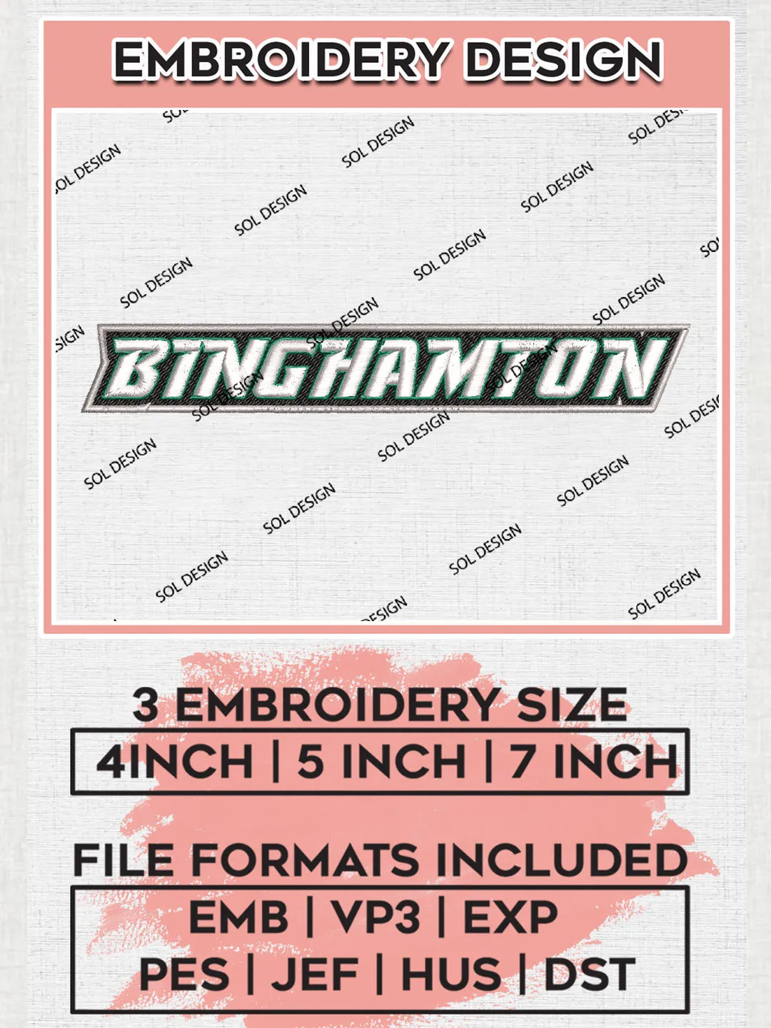 NCAA Binghamton Team Writing Logo Embroidery Design Files, NCAA Binghamton Bearcats Machine Embroidery, NCAA Teams, 3 sizes, NCAA Machine embroidery designs, Digital Download