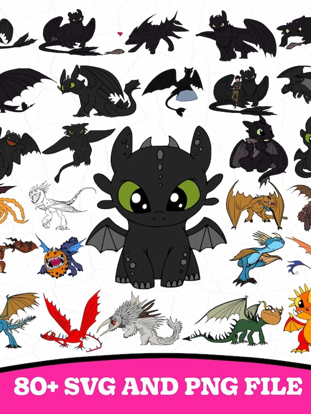 Toothless Svg Png Bundle, Dragon Toothless Png, Night Fury Dragon Svg ...