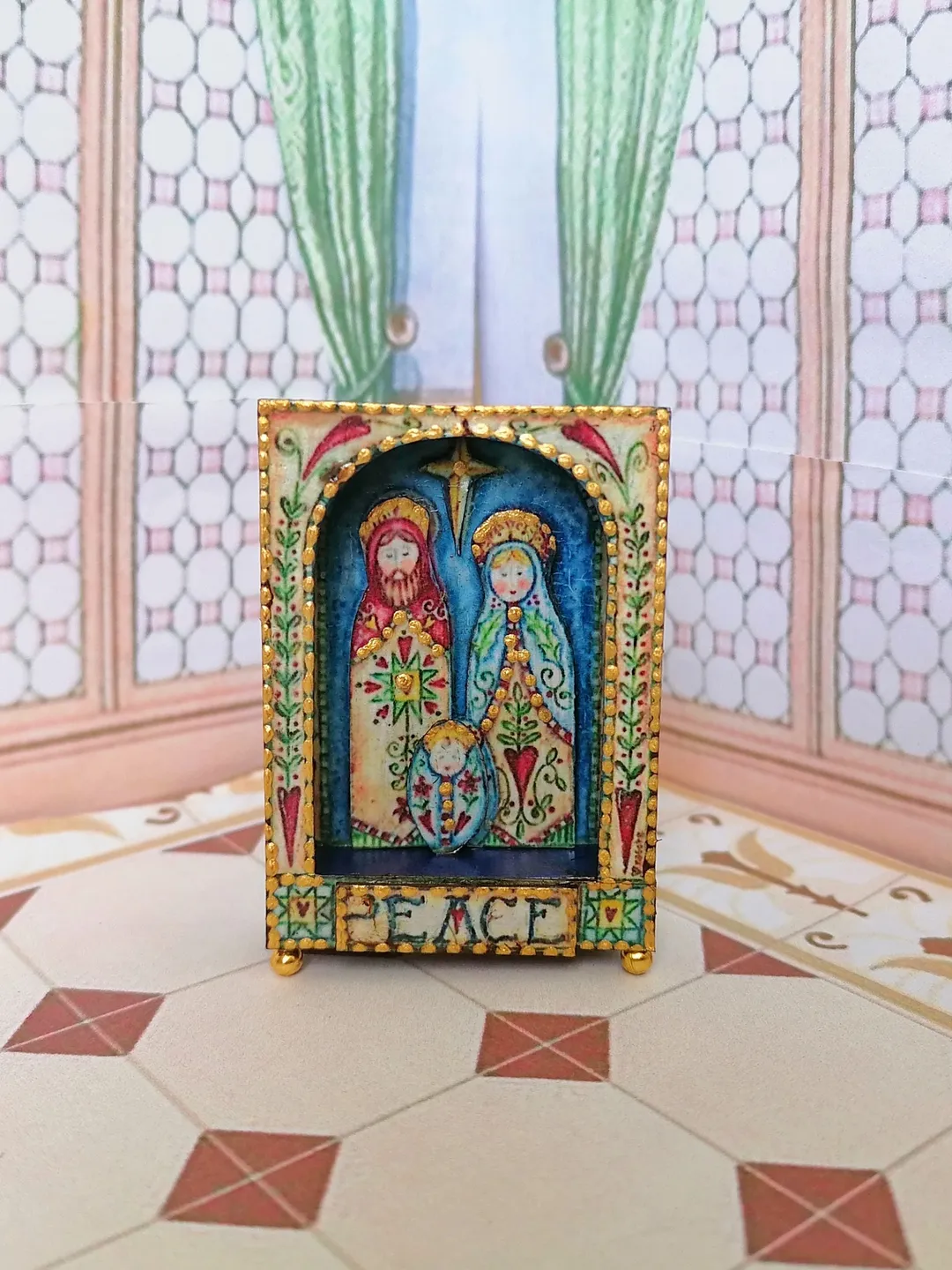 Nativity scene. Dollhouse miniature. 1:12. handmade. Christmas. Christmas gift. Author's design.