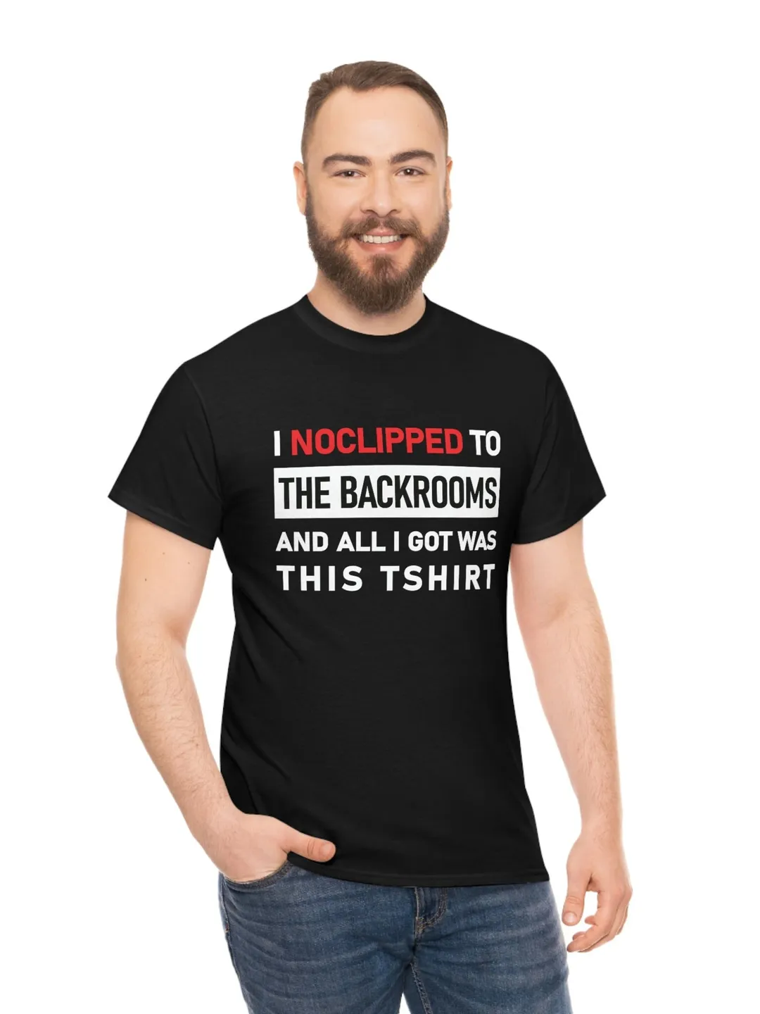 The Backrooms t-shirt, "I noclipped to THE BACKROOMS and all I got was this Tshirt", funny Backrooms shirt for kids or adults