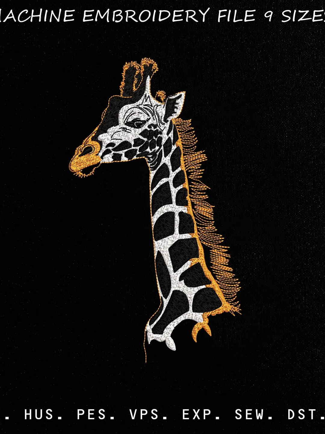 Giraffe Machine Embroidery Design, Realistic Anime Embroidery, Wildlife Stitch File for Jackets, Instant Download, PES DST JEF VP3