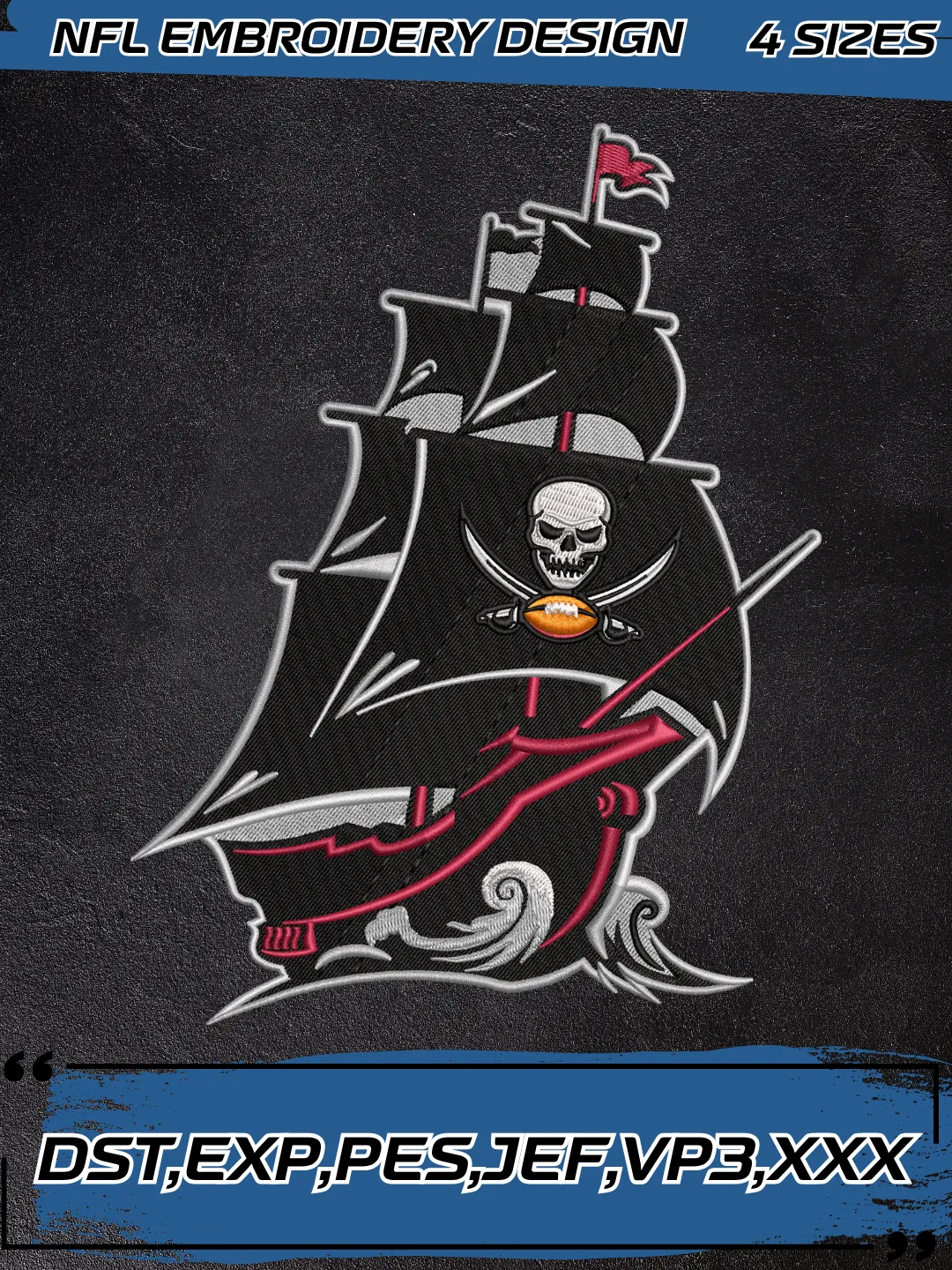 Tampa Bay Buccaneers Alternate Logo Embroidery Design,NFL Logo Embroidery Design,Machine Embroidery Design File,4 Sizes, Digital Download