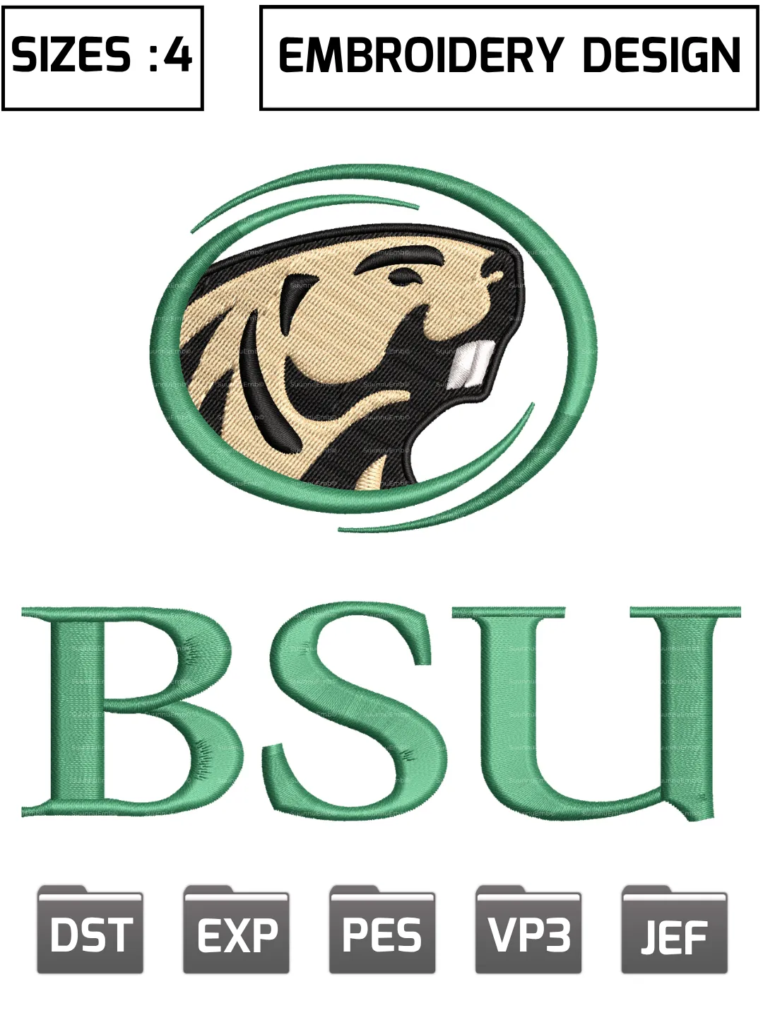 Bemidji State Beavers Secondary Logo Embroidery Design,NCAA Logos Embroidery Design,NCAA Teams, Machine Embroidery Design File,4 Sizes, Digital Download