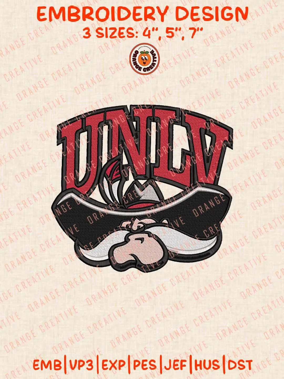 UNLV Logos Embroidery Design Files, NCAA UNLV Rebels Logos Embroidery Designs, Machine Embroidery Files, 4 Sizes, Custom Sizes