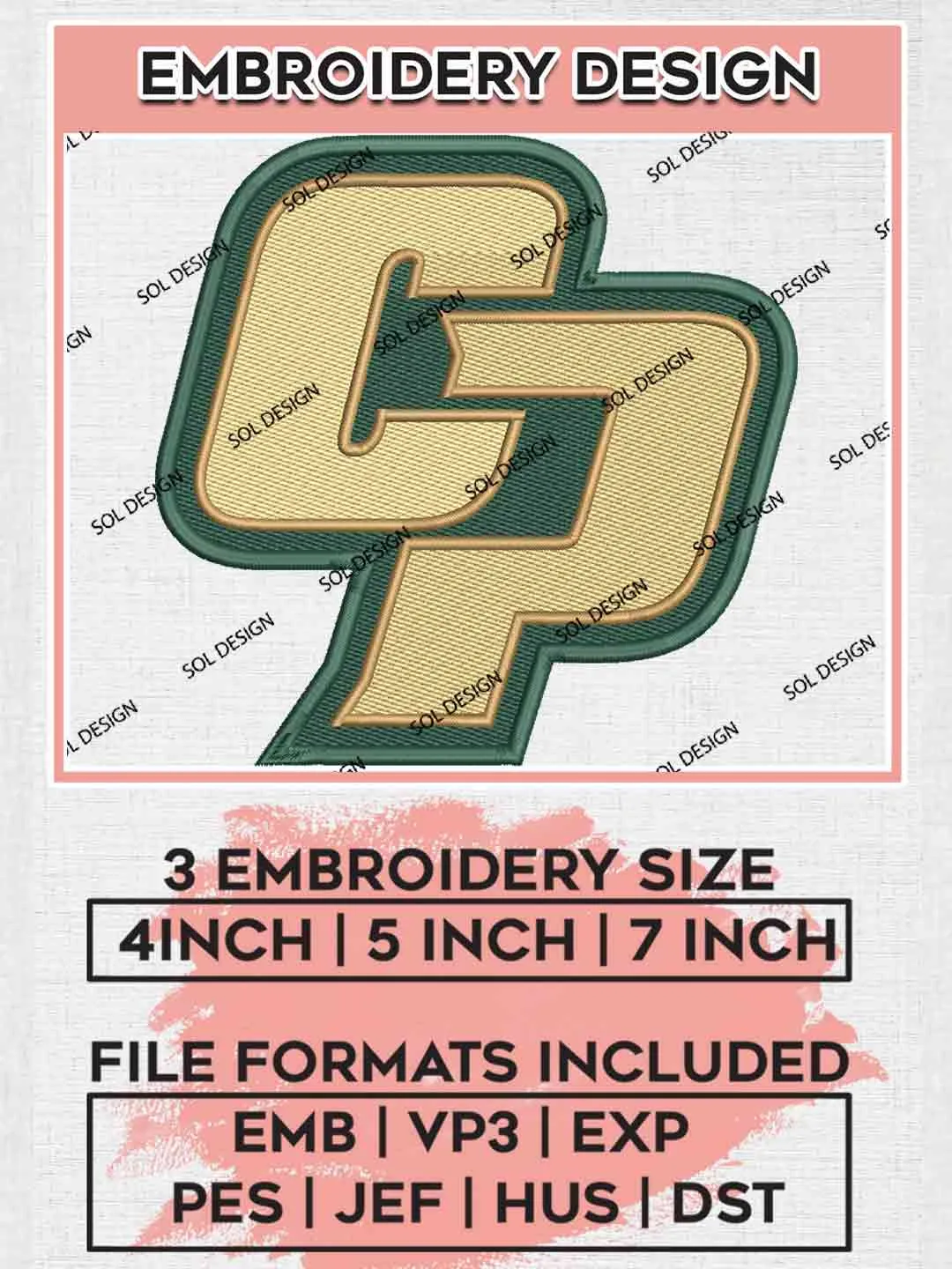 Cal Poly Mustang Text Embroidery Design, Football Embroidery files, Sport Machine embroidery files, 3 sizes, Instant Download