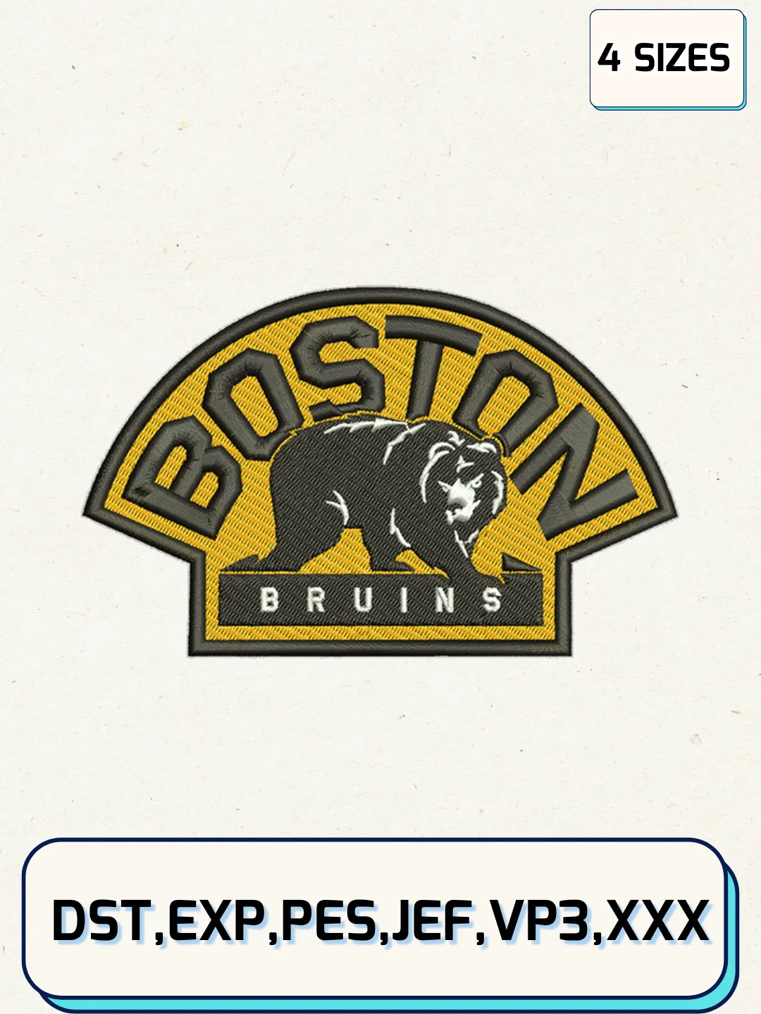 Boston Bruins Alternate Logos Embroidery Design Files, NHL Logos Embroidery Designs, Machine Embroidery Files, 4 Sizes