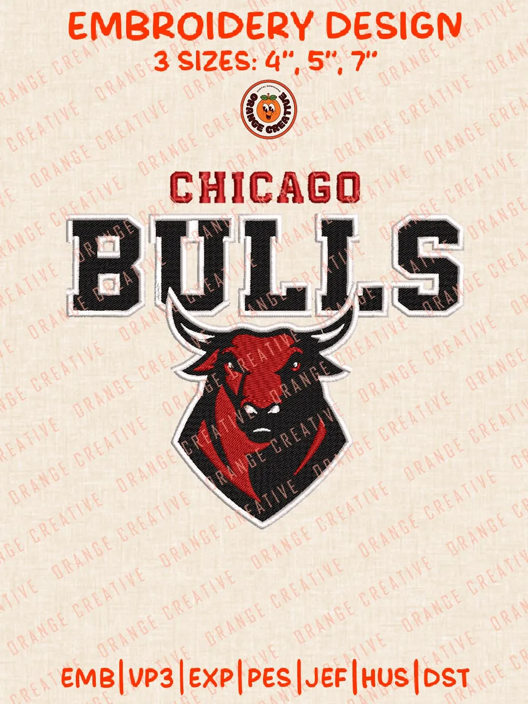 Chicago Bulls Logos Embroidery Designs, NBA Team Logo Embroidery Files, Machine Embroidery Design File, 4 Sizes, Custom Size, Digital Download