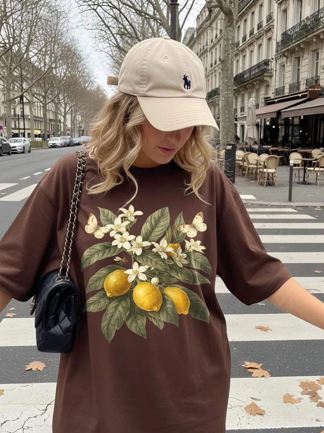 Vintage Lemon Floral T-Shirt – Boho Cottagecore Summer Tee – Garden Lover Gift