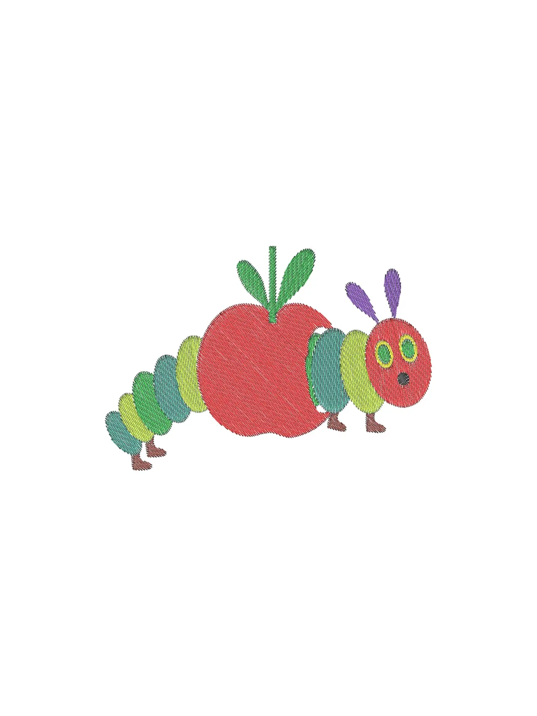 Hungry Caterpillar Machine Embroidery Design,cute machine embroidery design,2 sizes,Instant Download--741