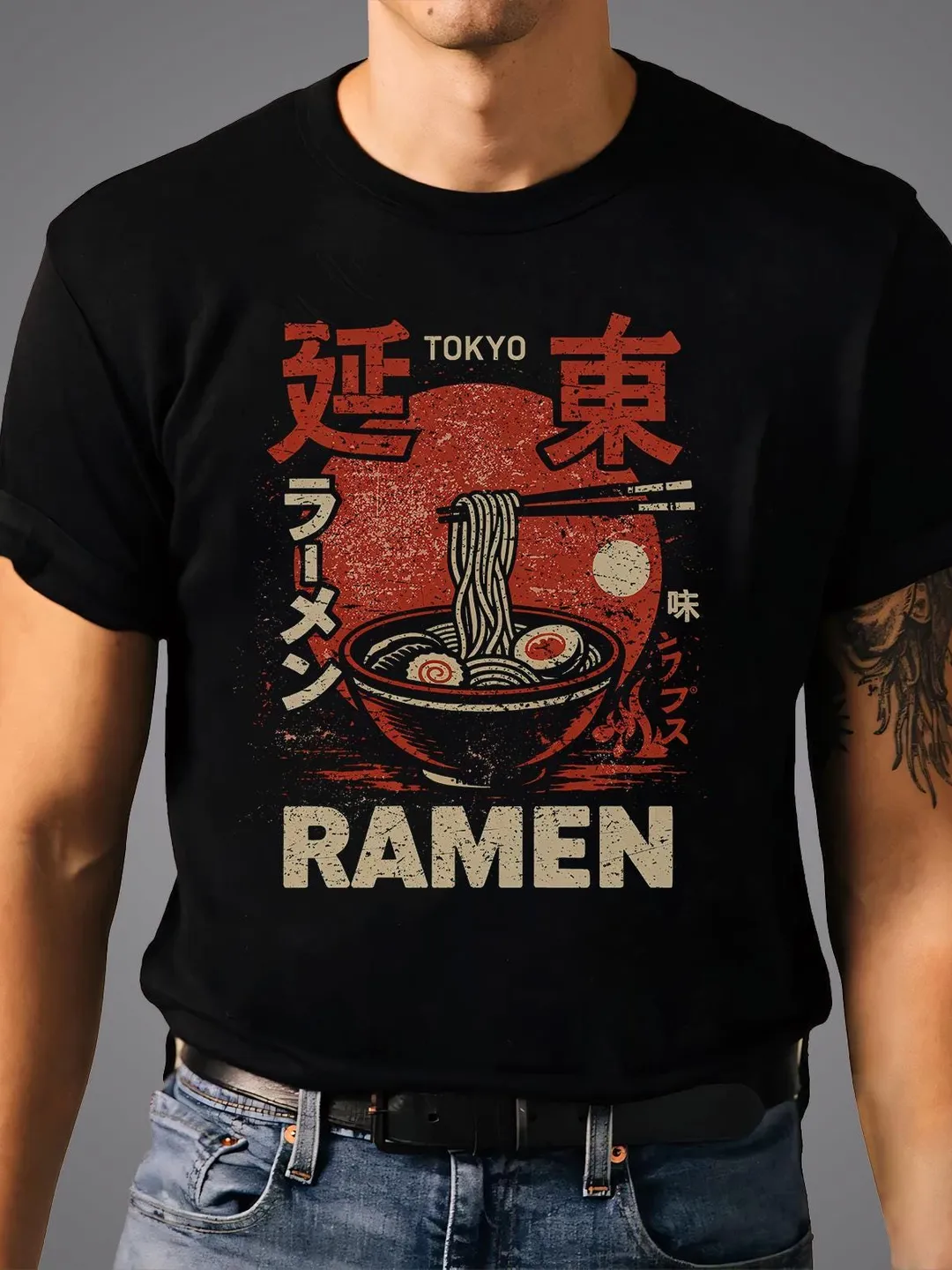 Vintage Japanese Ramen T-Shirt Tokyo Noodle Lovers  Graphic Tee Foodie Gift