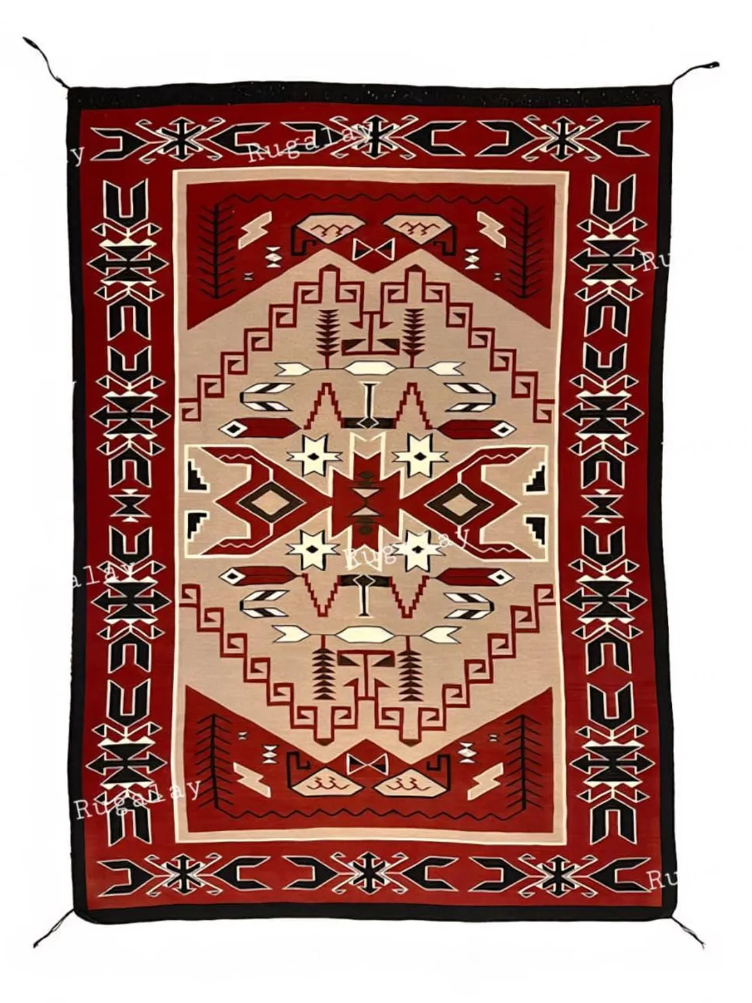 Southwestern Pattern Rug 8x8 Handwoven Wool Navajo Rug Southwestern Pattern Modern Design Native ...