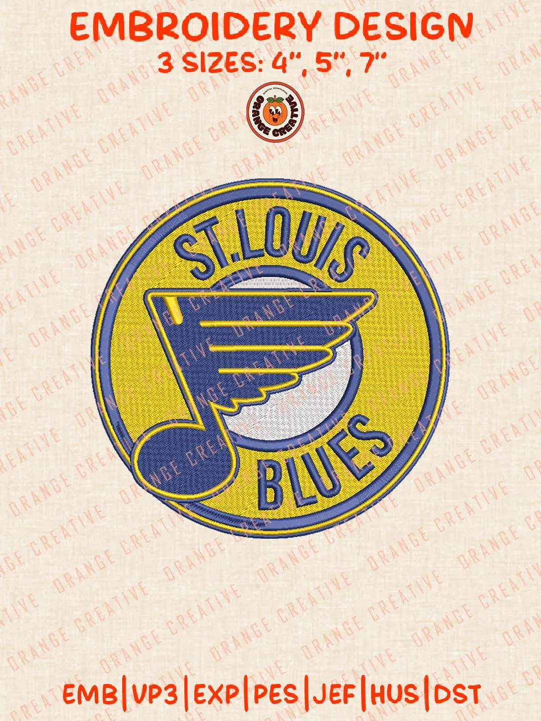 St Louis Blues Logos Embroidery Designs, NHL Hockey Team Logo Embroidery Files, Machine Embroidery Design File, 4 Sizes, Custom Size, Digital Download