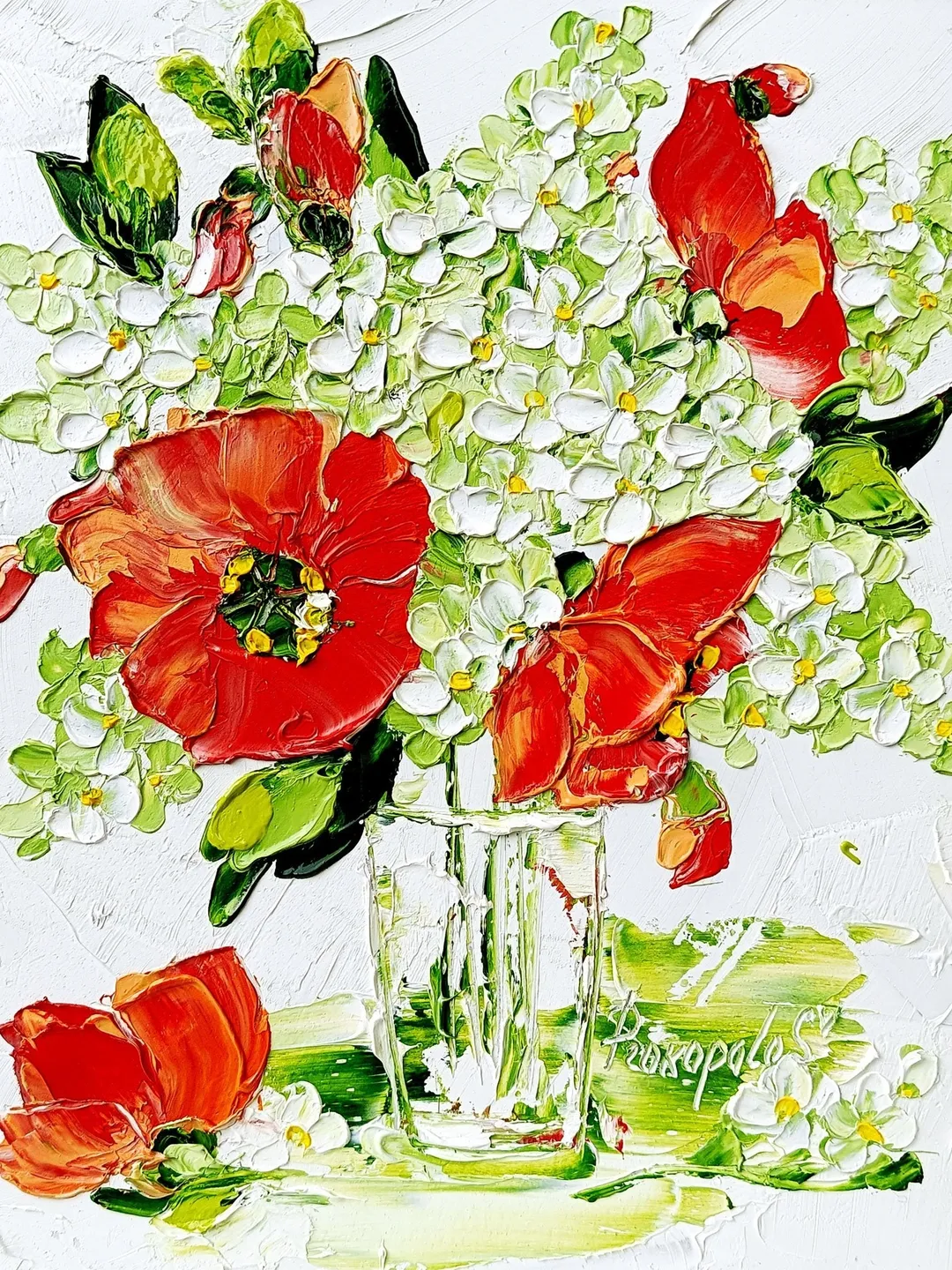 California Poppies Original Oil Painting Impasto Landscape Floral Small Art