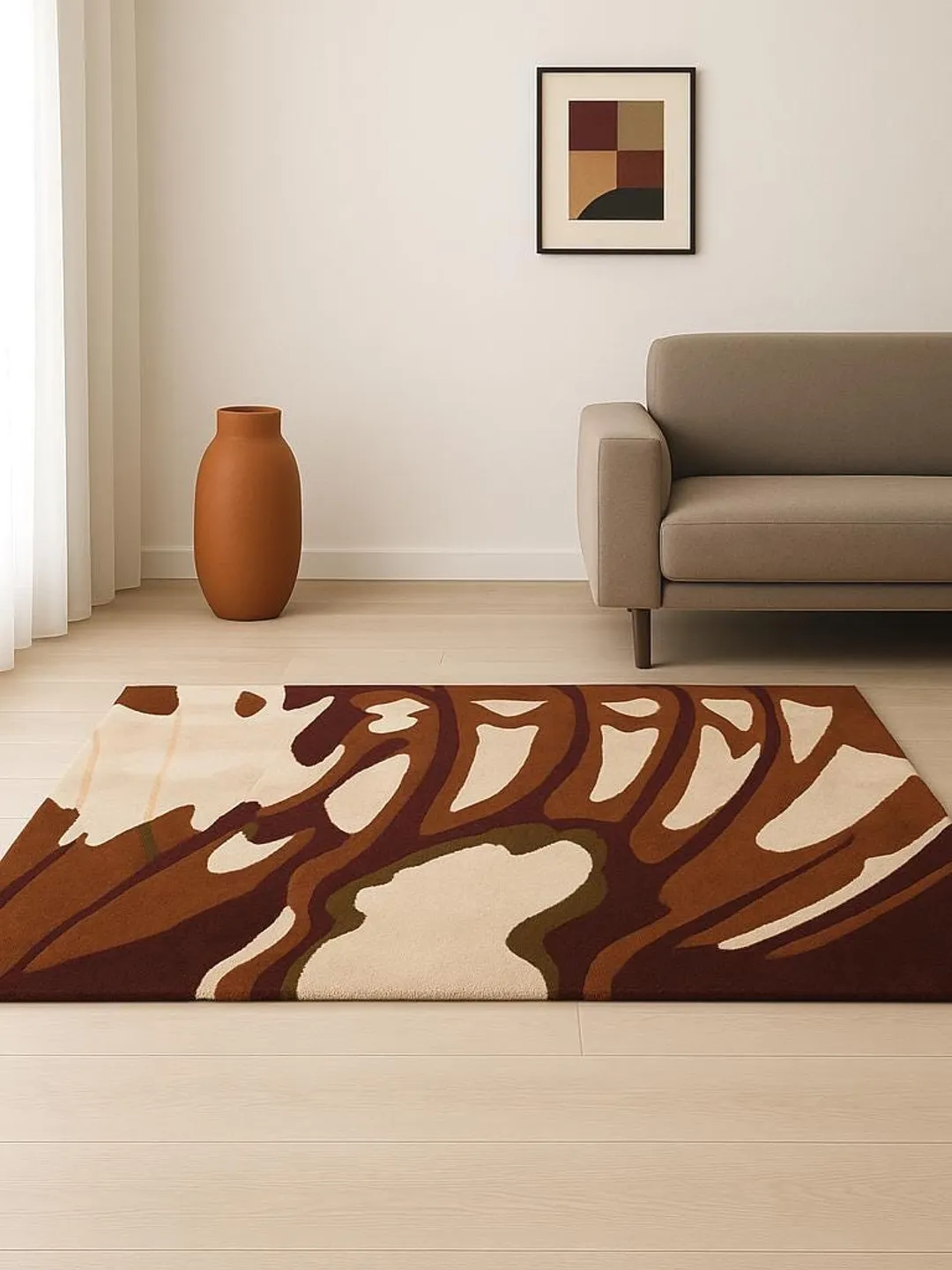 Handmade Tufted Colorful Abstract Fiber Art Tapestry Wool Area Rug